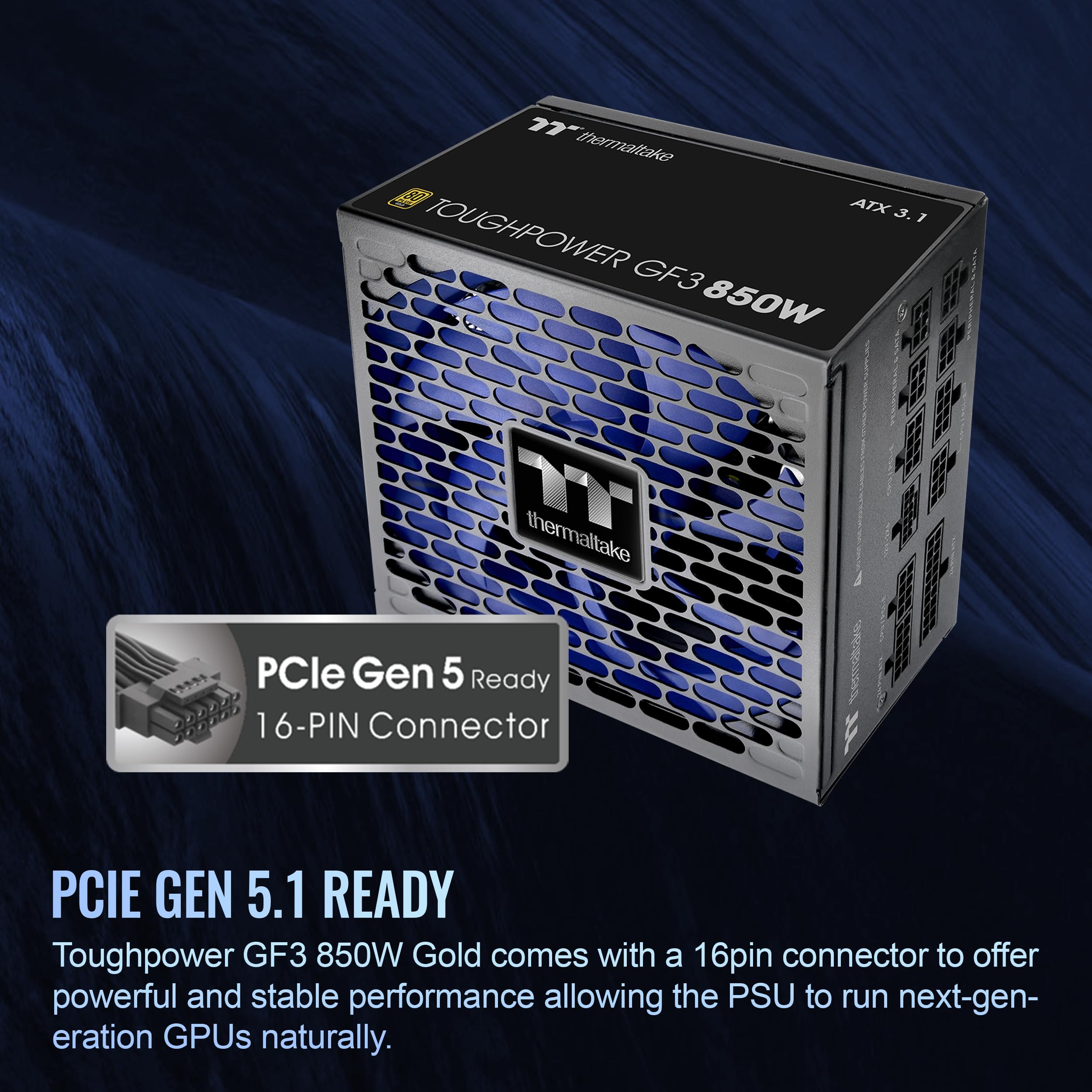 Thermaltake Toughpower GF3 850W 80+ Gold Full Modular SLI/Crossfire Ready ATX 3.0 Standard Power Supply, PCIe Gen.5 12VHPWR Connector Included, PS-TPD-0850FNFAGU-4, Black (9B17-153-438)
