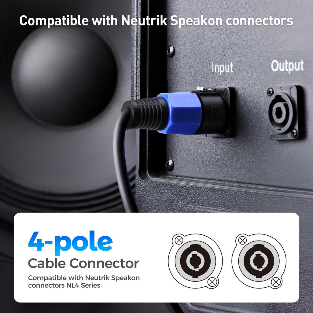 Cable Matters 4-Pack, 4-Pole Speaker Cable Connector - Max OD 8.5mm/0.33 inches, Compatible with Neutrik Speakon Connector NL4FC, NL4FX, NL4 Series