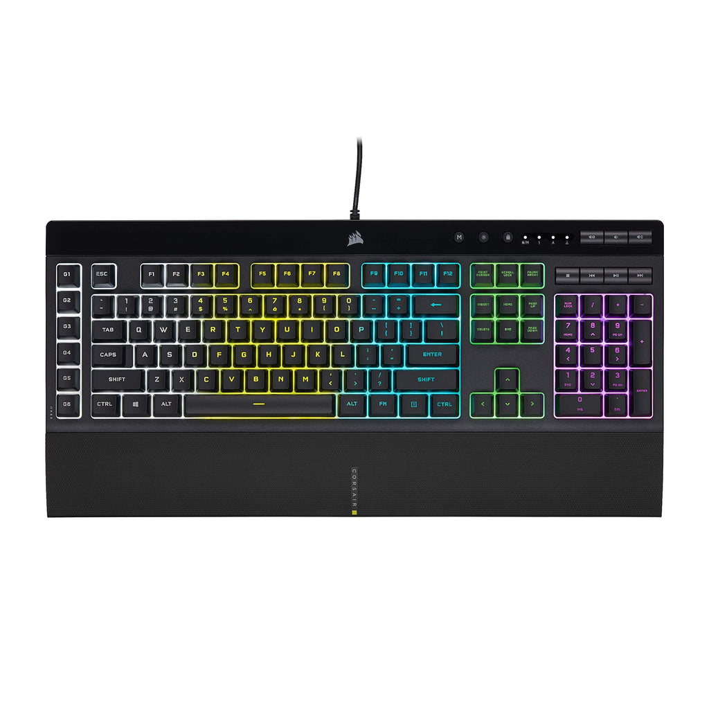 Corsair K55 RGB PRO Wired Gaming Keyboard Membrane � IP42 Anti-Dust and Overflow � 6 Macro Keys with Elgato Integration � Compatible with iCUE � QWERTY NA � PC, Mac, Xbox � Black