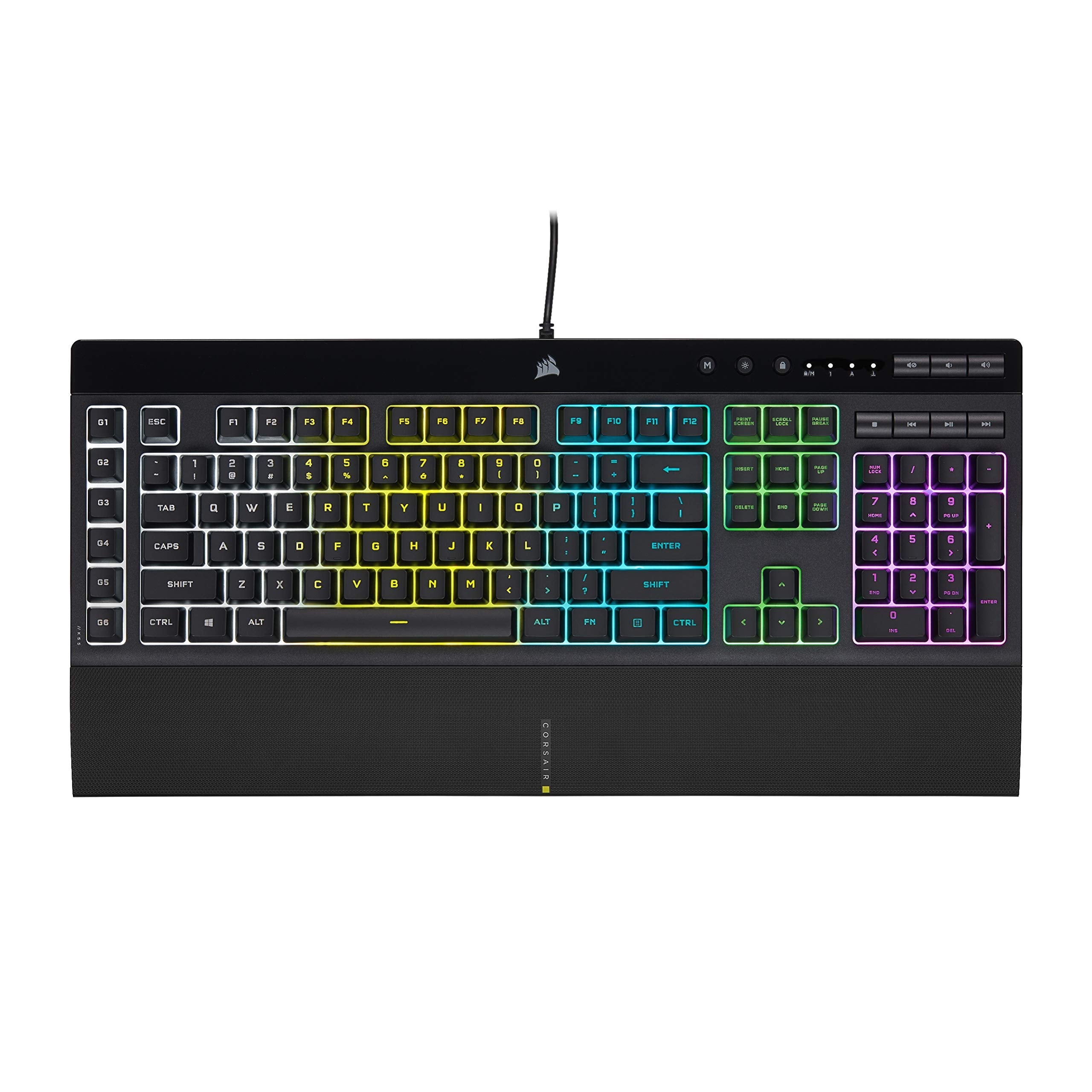 Corsair K55 RGB PRO Wired Gaming Keyboard Membrane � IP42 Anti-Dust and Overflow � 6 Macro Keys with Elgato Integration � Compatible with iCUE � QWERTY NA � PC, Mac, Xbox � Black