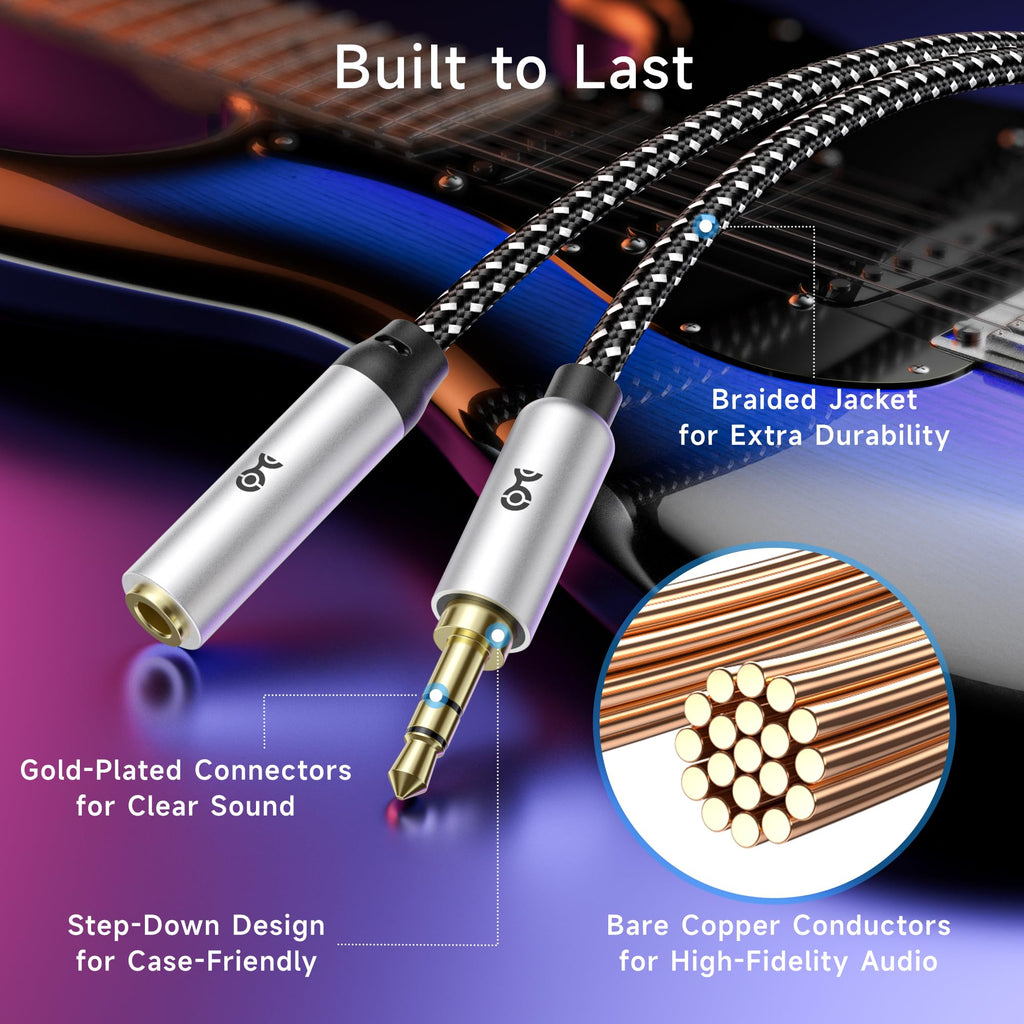 Cable Matters 2-Pack Headphone Extension Cable 10 ft (3.5mm Extension Cable/Aux Extension Cable, Aux Cord Extension) in Black - 10 Feet