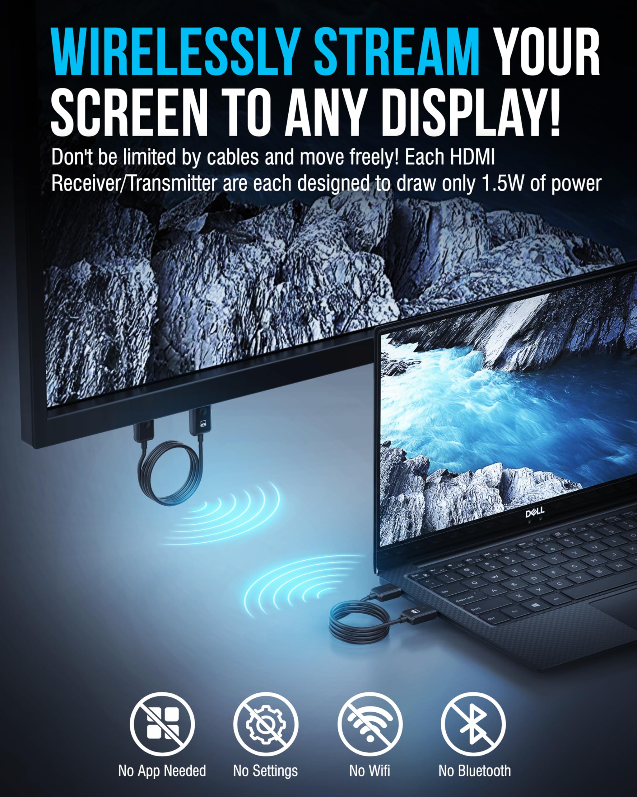 SABRENT Wireless HDMI Transmitter and Receiver Display Adapter