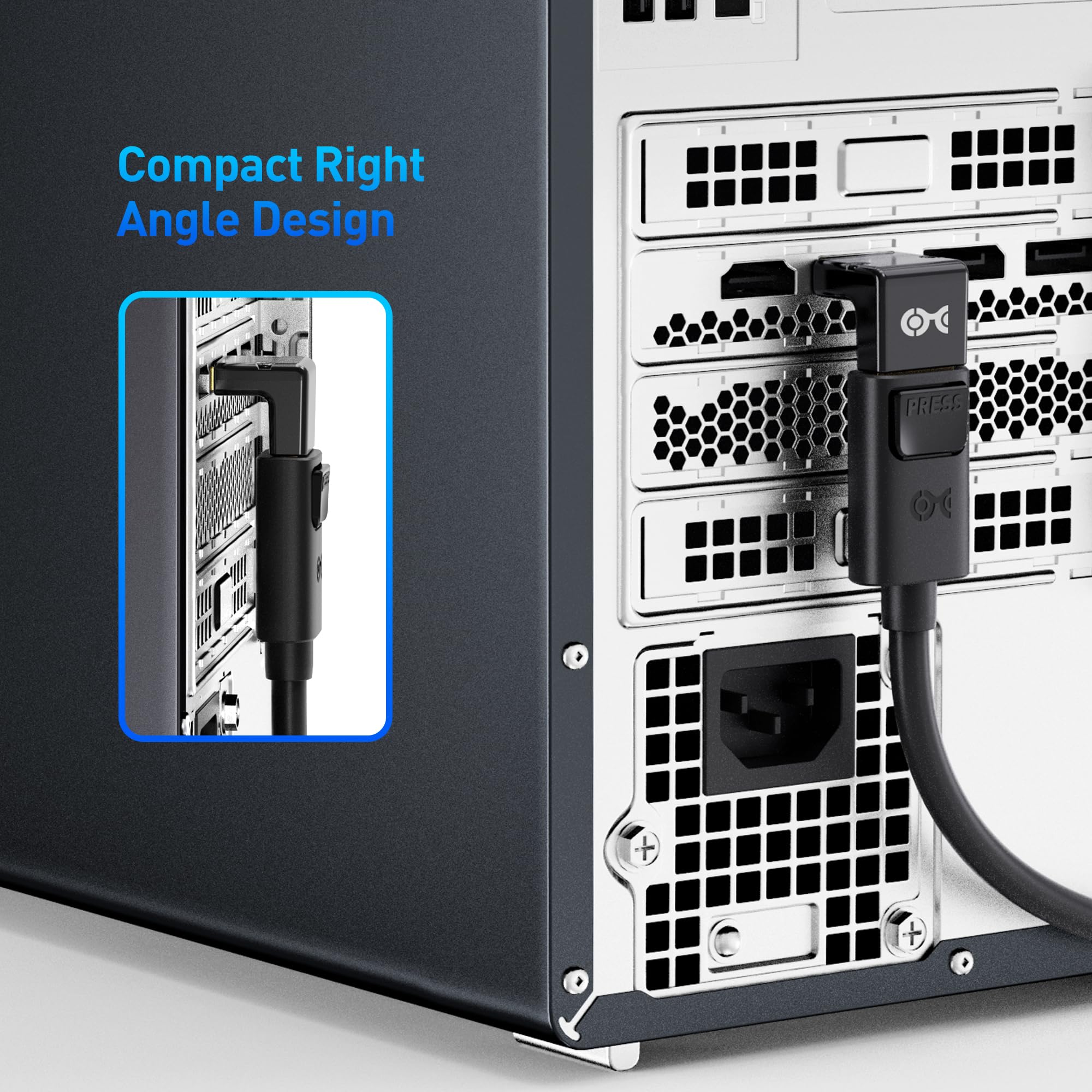 Cable Matters 4K@240Hz Right Angle DisplayPort 1.4 Adapter, 8K DisplayPort 90 Degree Adapter, Black