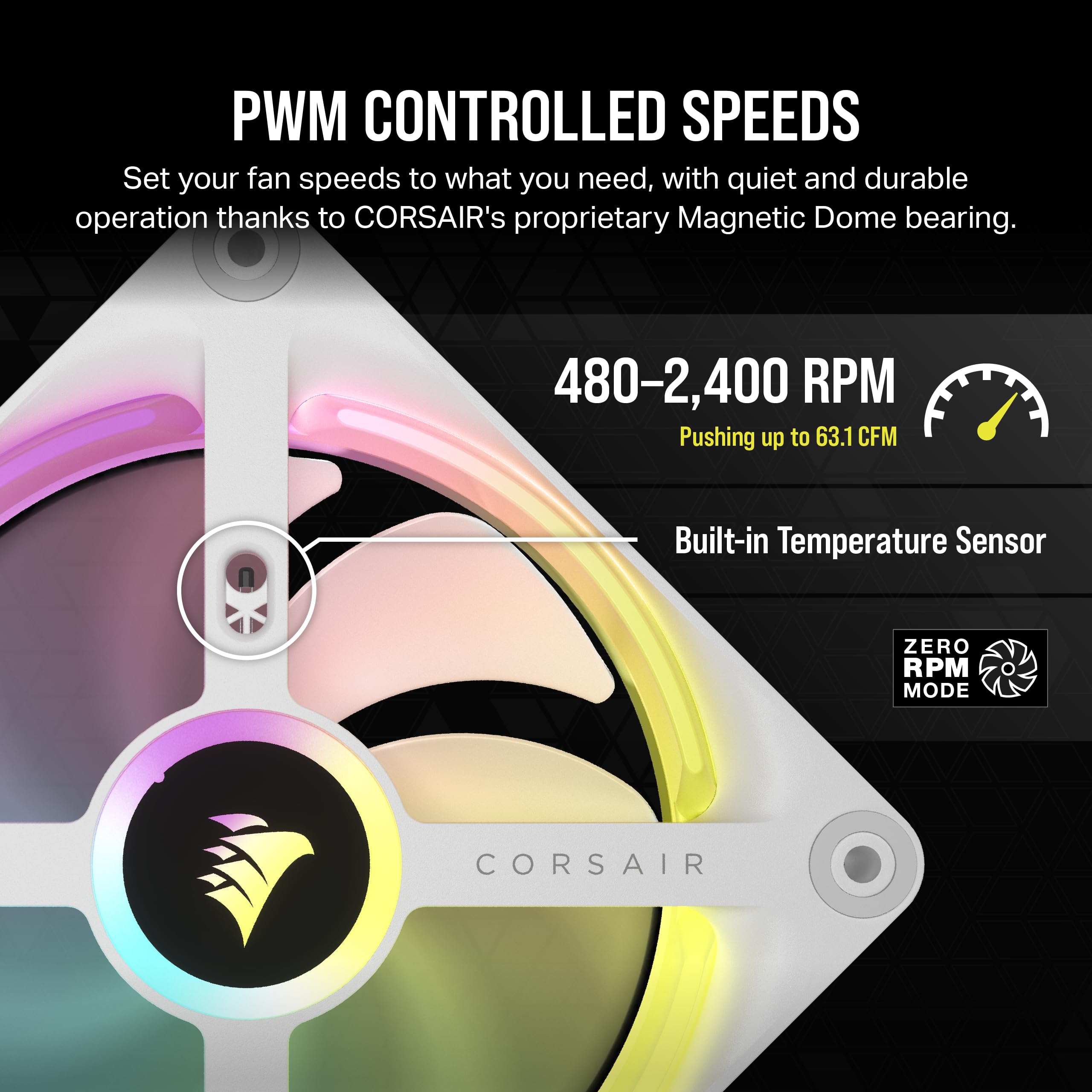 Corsair iCUE LINK QX120 RGB 120mm Magnetic Dome RGB Fans - Triple Fan Starter Kit with iCUE LINK System Hub - White