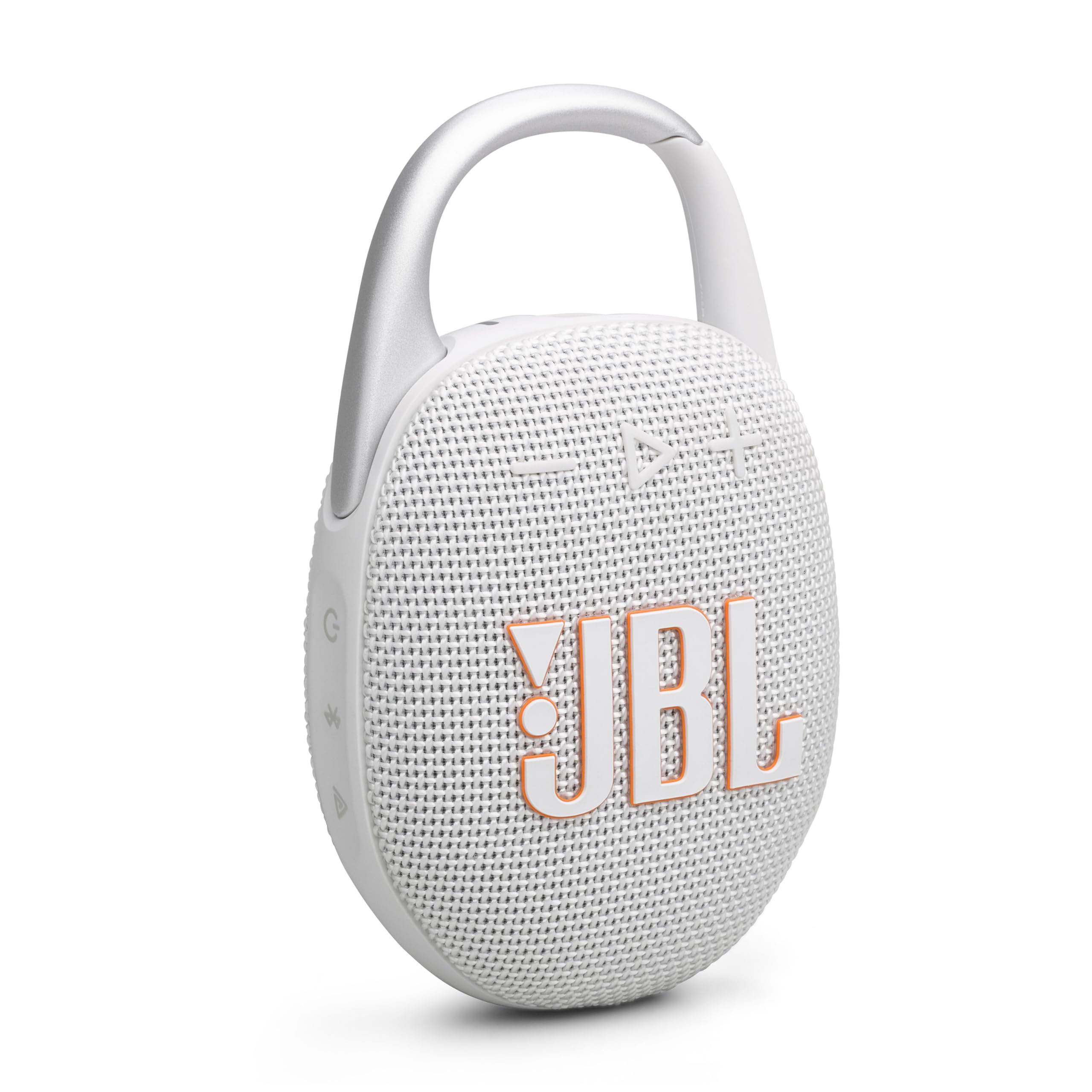 JBL Clip 5 - Ultra-Portable, Waterproof & Dustproof Bluetooth Speaker, Big Pro Sound with punchy bass, Integrated carabiner, Up to 12 Hours of Play, Made in part with recycled materials (White)