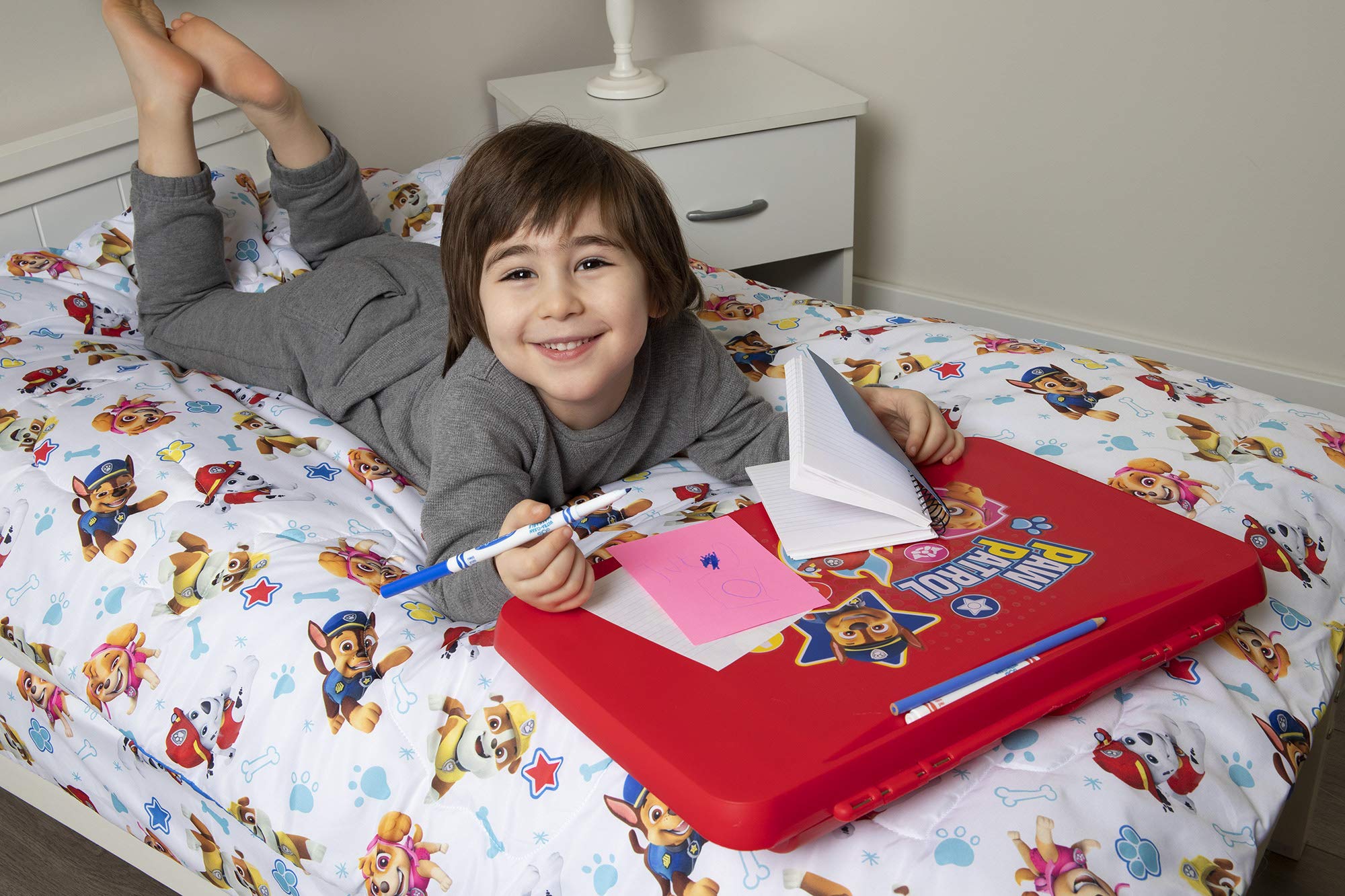 Paw Patrol Kids Lap Desk with Storage - Folding Lid and Collapsible Design - Portable for Travel or use in Bed at Home - Great for Writing, Reading or Other School Activities