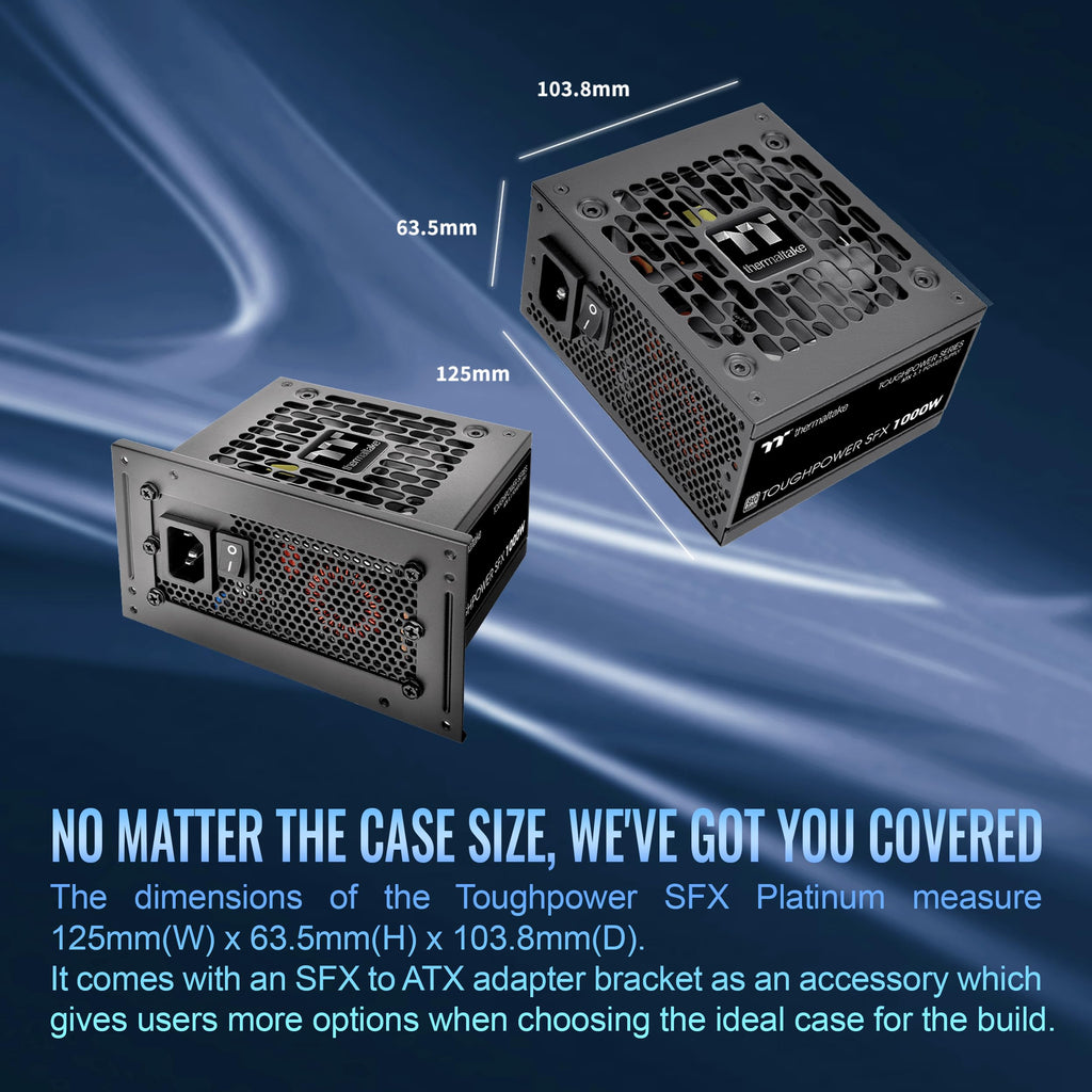 Thermaltake Toughpower SFX 1000W 80Plus Platinum ATX 3.1 Standard Power Supply; 600W 12V-2x6 Connector Included; Full Modular; 90mm FDB Fan; PS-STP-1000FNFAPU-1; 7 Year Warranty