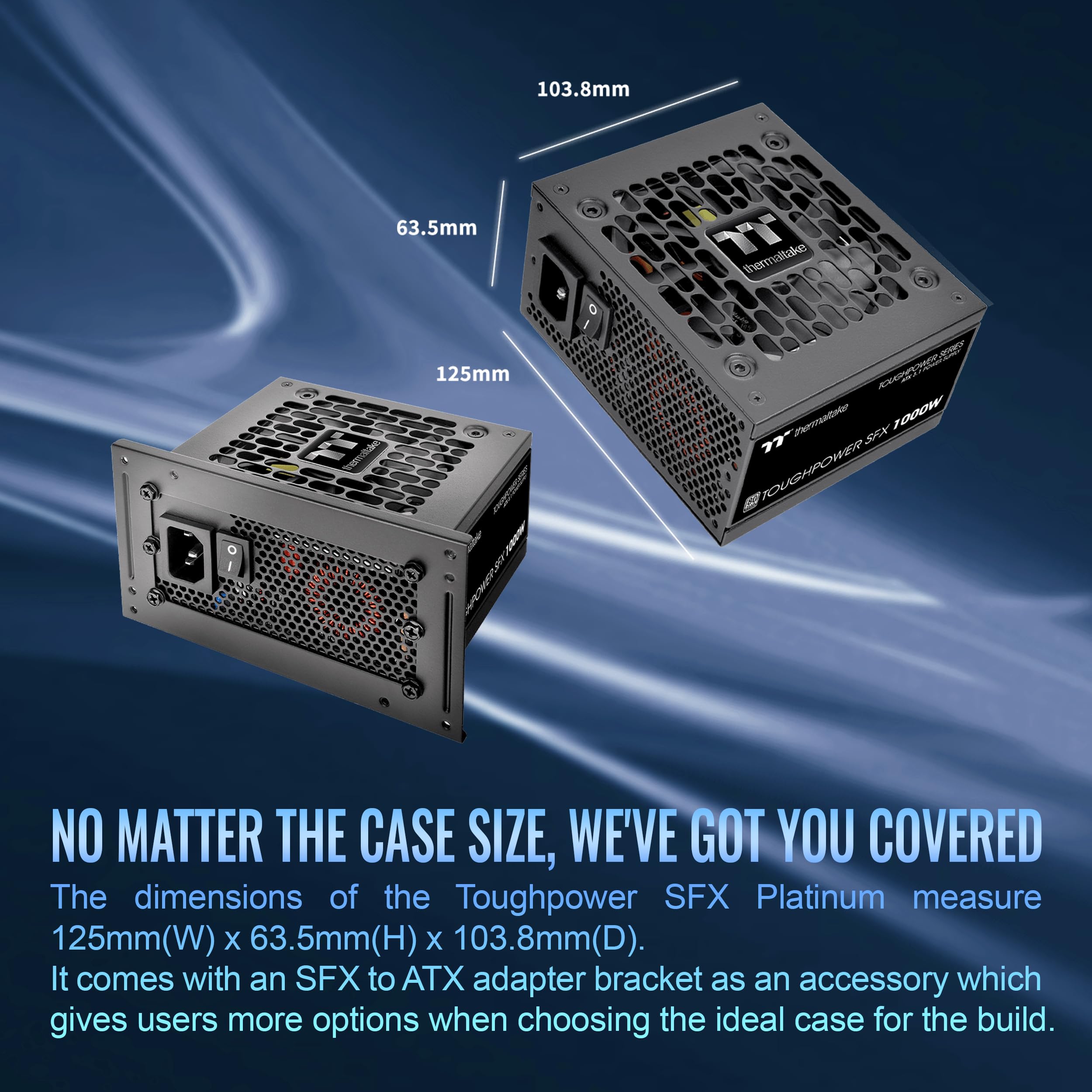 Thermaltake Toughpower SFX 1000W 80Plus Platinum ATX 3.1 Standard Power Supply; 600W 12V-2x6 Connector Included; Full Modular; 90mm FDB Fan; PS-STP-1000FNFAPU-1; 7 Year Warranty