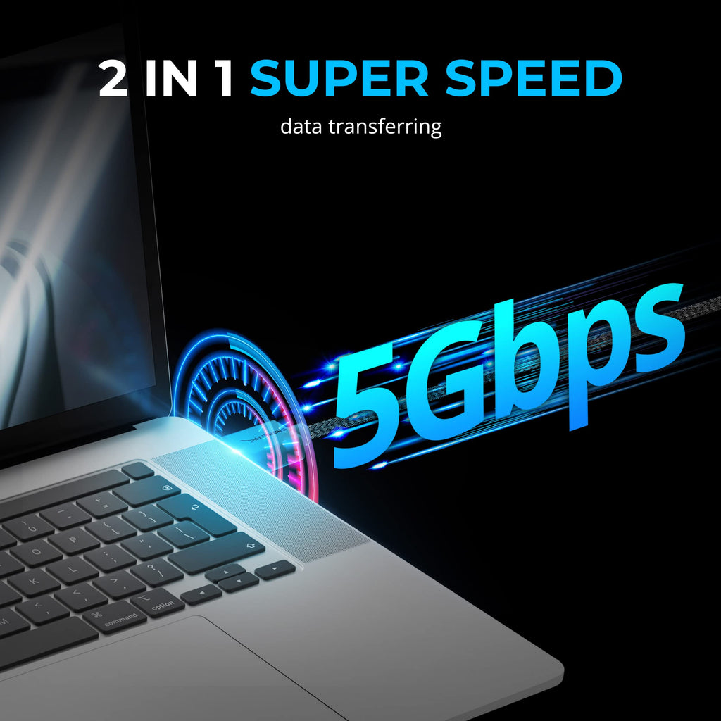 SABRENT 3 USB C fast charging cable, high speed USB type C 5V-3A, USB-C cable can be used also as a data transfer 3.2 Gen1 cable, for Galaxy, Note, Sony Xperia, Xiaomi, Switch, ps5, 1.80 m (CB- C3X6)
