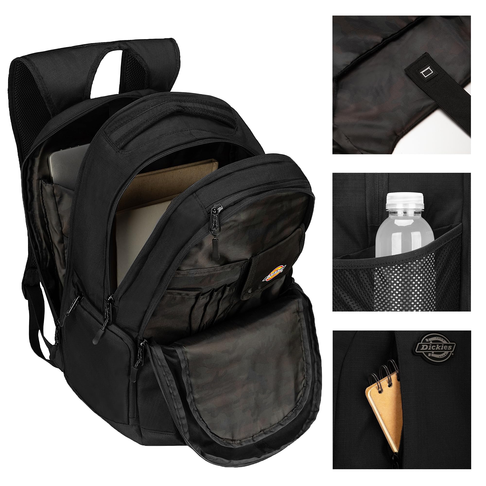 Dickies Laptop Backpack, Water Resistant College Computer Bag For School, Fits 15.6 Inch Notebook (Black)