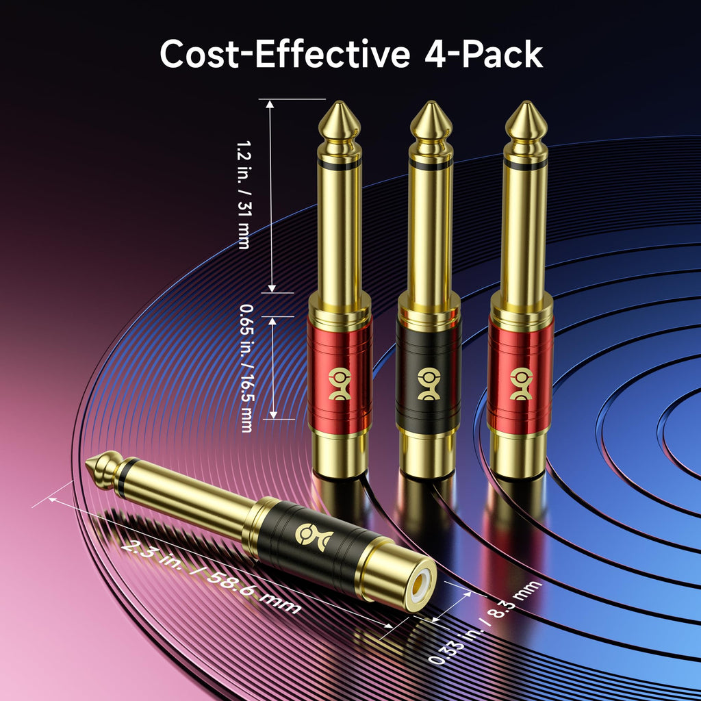 Cable Matters 4-Pack RCA to 1/4 Adapter (1/4 to RCA Adapter)