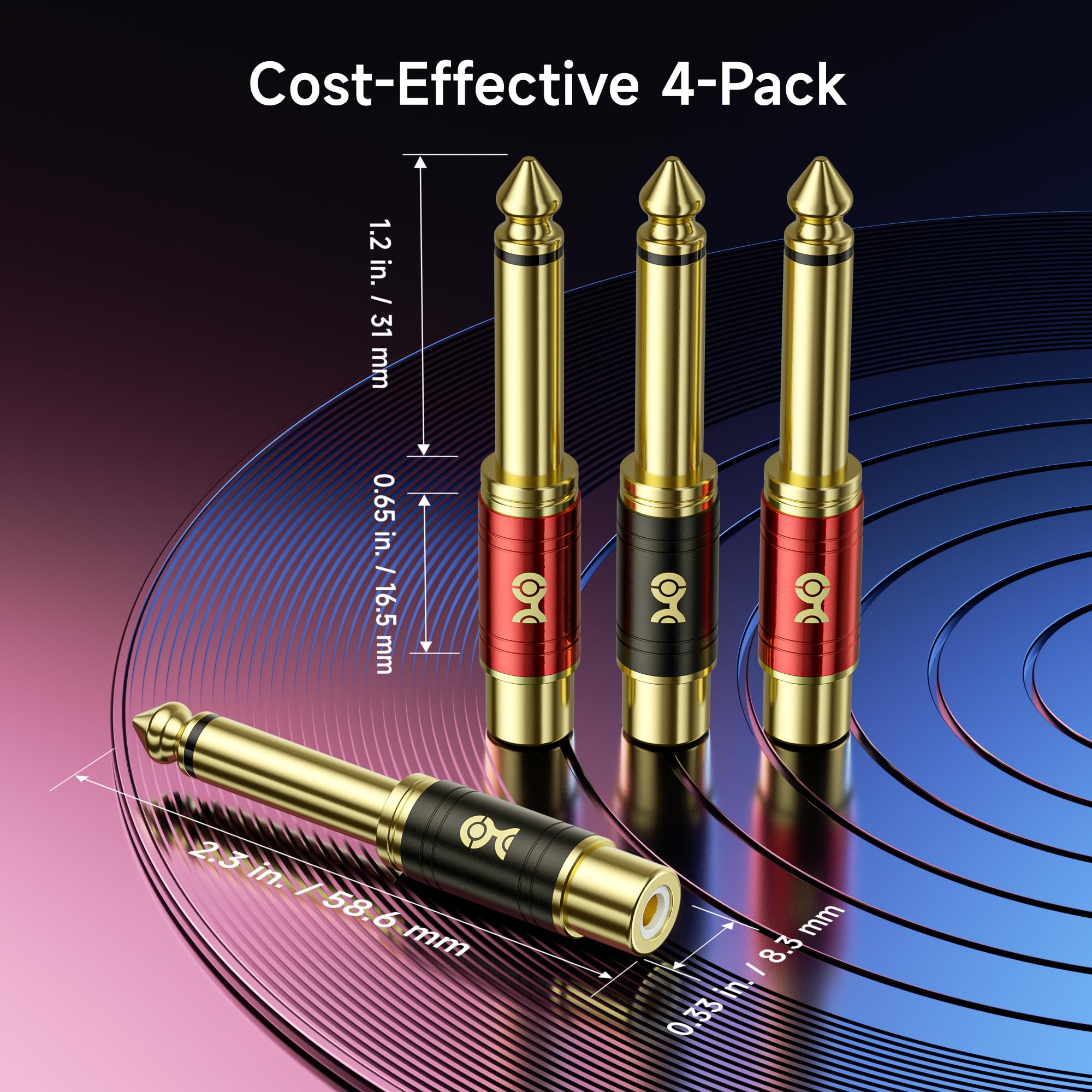 Cable Matters 4-Pack RCA to 1/4 Adapter (1/4 to RCA Adapter)