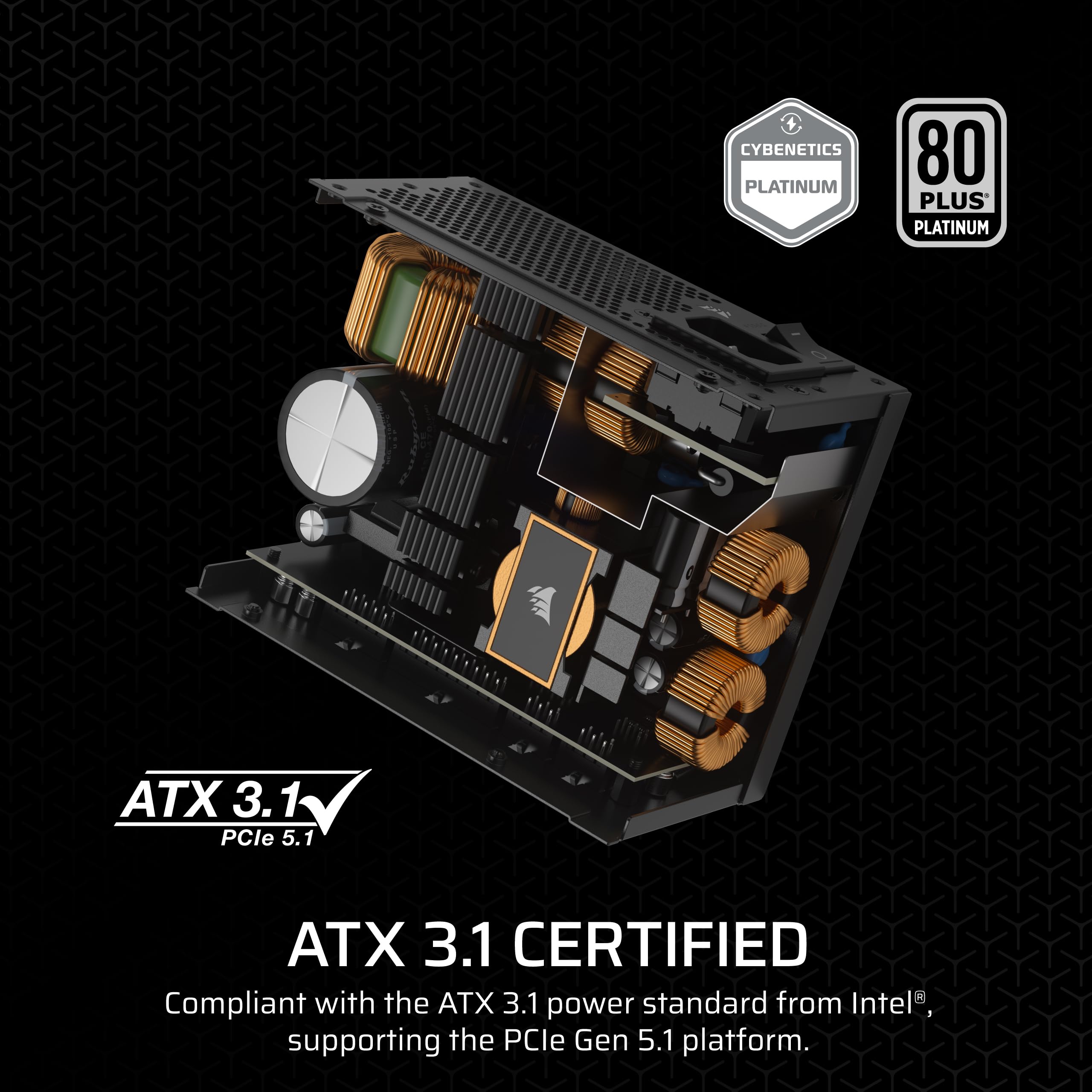 CORSAIR SF1000 1000W 80 PLUS Platinum SFX Power Supply - ATX 3.0 Compliant, PCIe 5.0 Ready, Fully Modular, Low Noise, Black