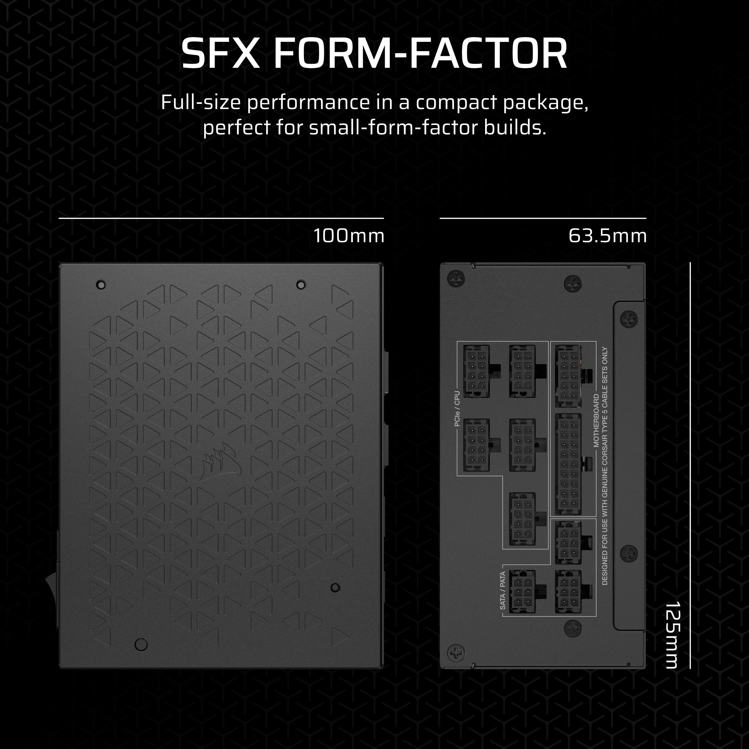 Corsair SF850 (2024) ATX 80 Plus Platinum Fully Modular Low Noise Power Supply - PCIe 5.0 Ready - SFX-to ATX Support Included - Black
