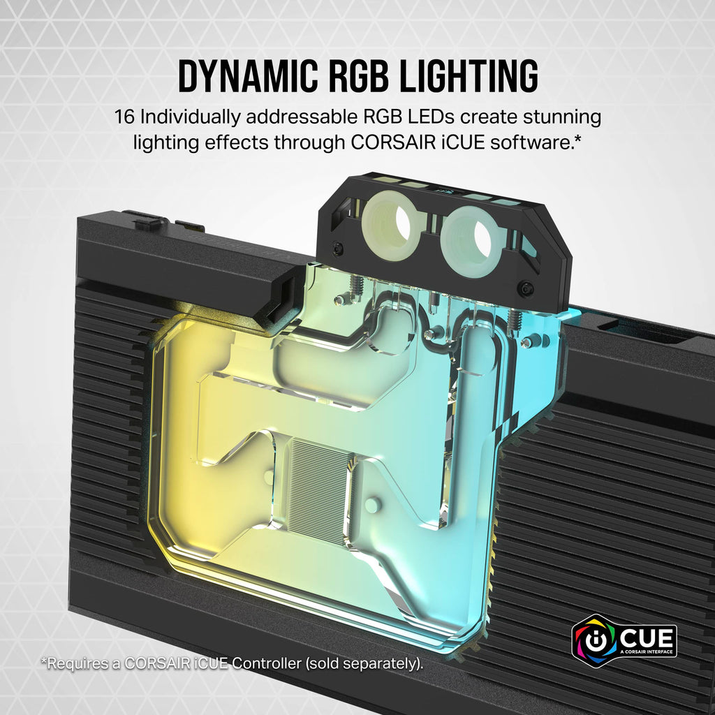 Corsair Hydro X Series XG7 RGB 4080 Founders Edition GPU Water Block � For NVIDIA� GeForce RTX� 4080 FE � CNC Nickel-Platted Copper � 50 Cooling Fins � Included Backplate & ARGB Adapater Cable � Black