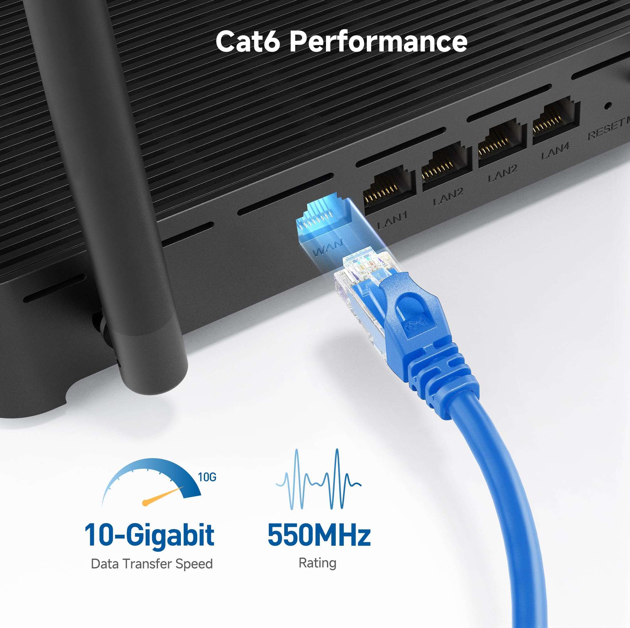 Cable Matters 5-Pack Snagless Cat6 Ethernet Cable (Cat6 Cable/Cat 6 Cable) in Blue 3 Feet - Available 1FT - 150FT in Length