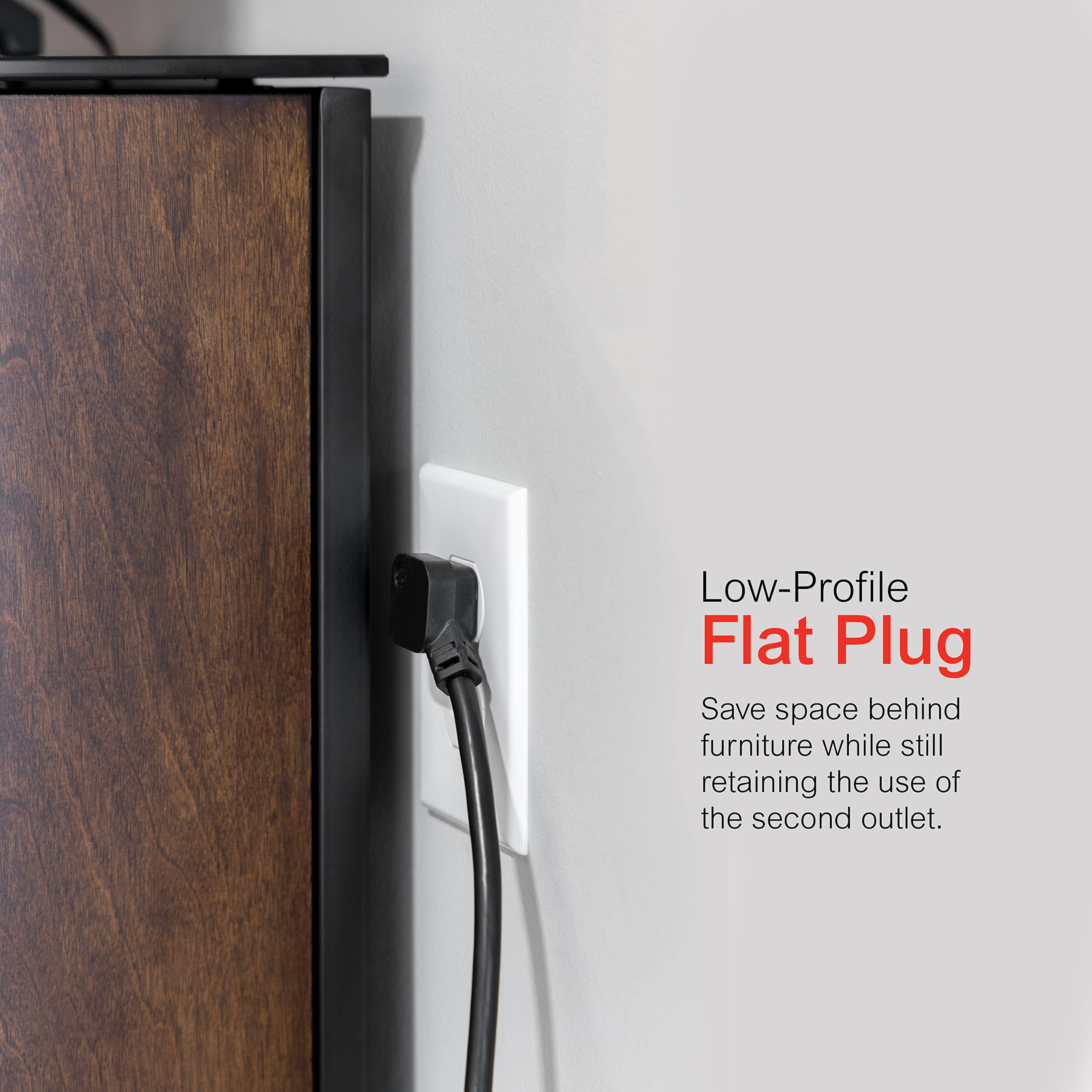 GE Pro 6-Outlet Surge Protector, 2 Ft Extension Cord, 620 Joules, Power Strip, Flat Plug, Integrated Circuit Breaker, Wall Mount, UL Listed, Black, 45170