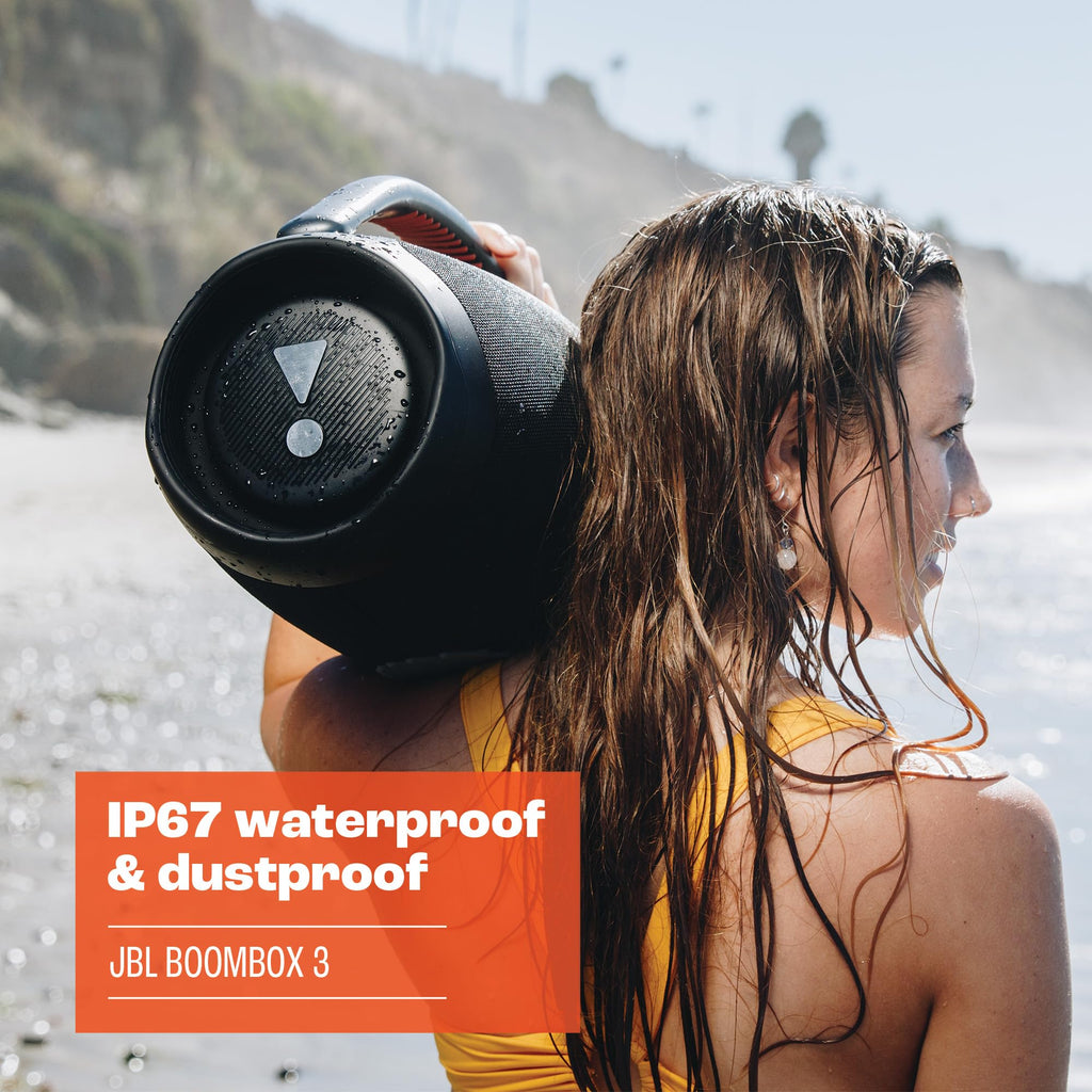 JBL Boombox 3 Portable Bluetooth Speaker, 180 W Power, 24 Hour Playback, Waterproof and Dust Resistant IP67 - Squad