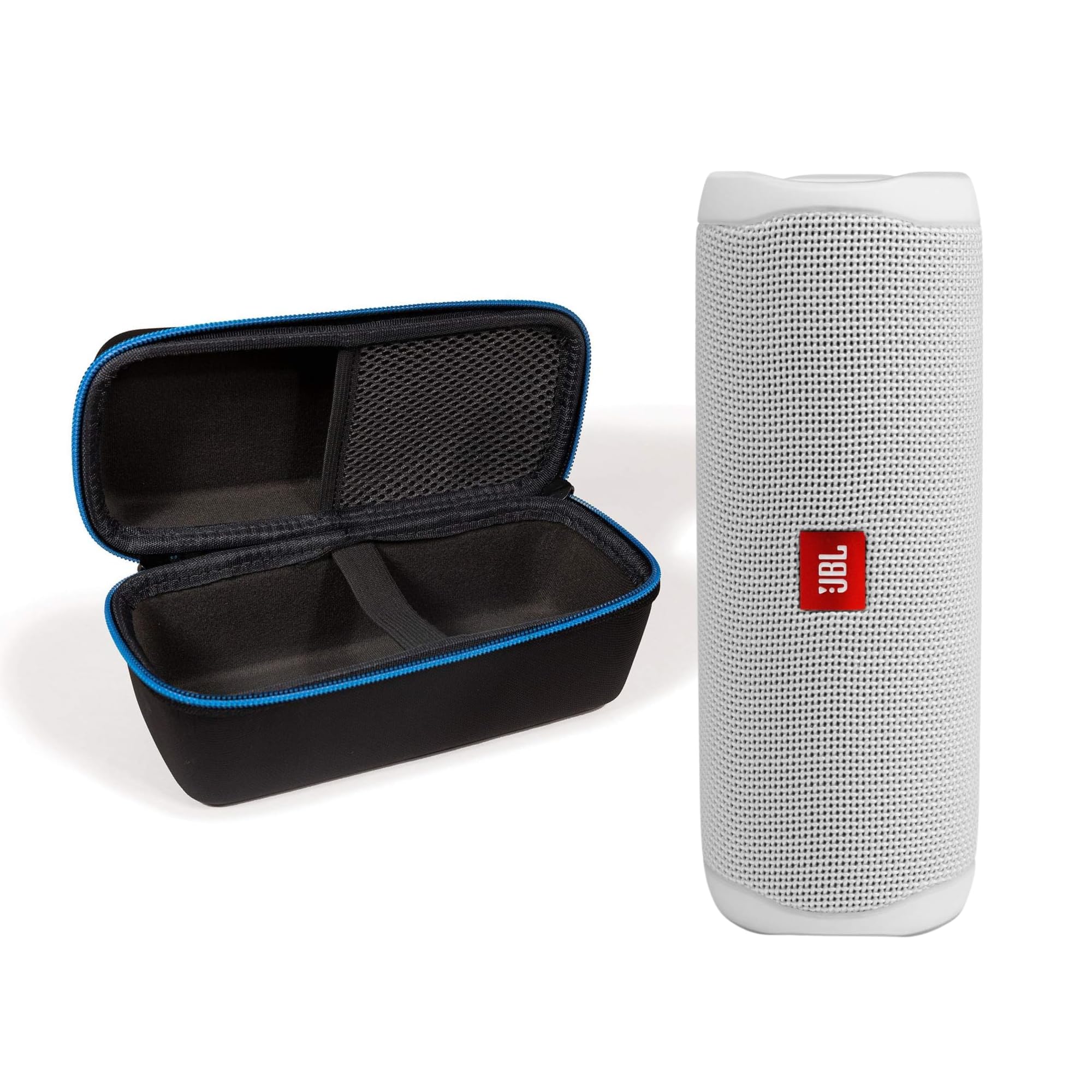 JBL Flip 5 Waterproof Portable Wireless Bluetooth Speaker Bundle with divvi! Protective Hardshell Case - White