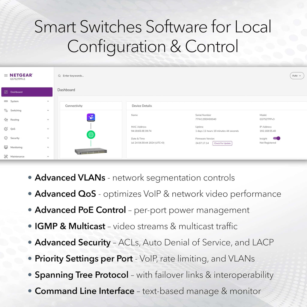 NETGEAR 8-Port Ultra60 PoE Multi-Gigabit Ethernet Smart Switch (MS108TUP) - Managed, with 4 x PoE++ and 4 x PoE+ @ 230W, Optional Insight Cloud Management, Desktop or Rack Mount