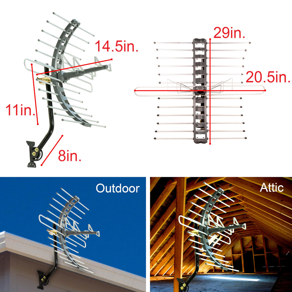 GE Outdoor/Attic TV Antenna, Long Range, 4K 1080P VHF UHF Digital HDTV, J Mount Included, Weather Resistant, 29884