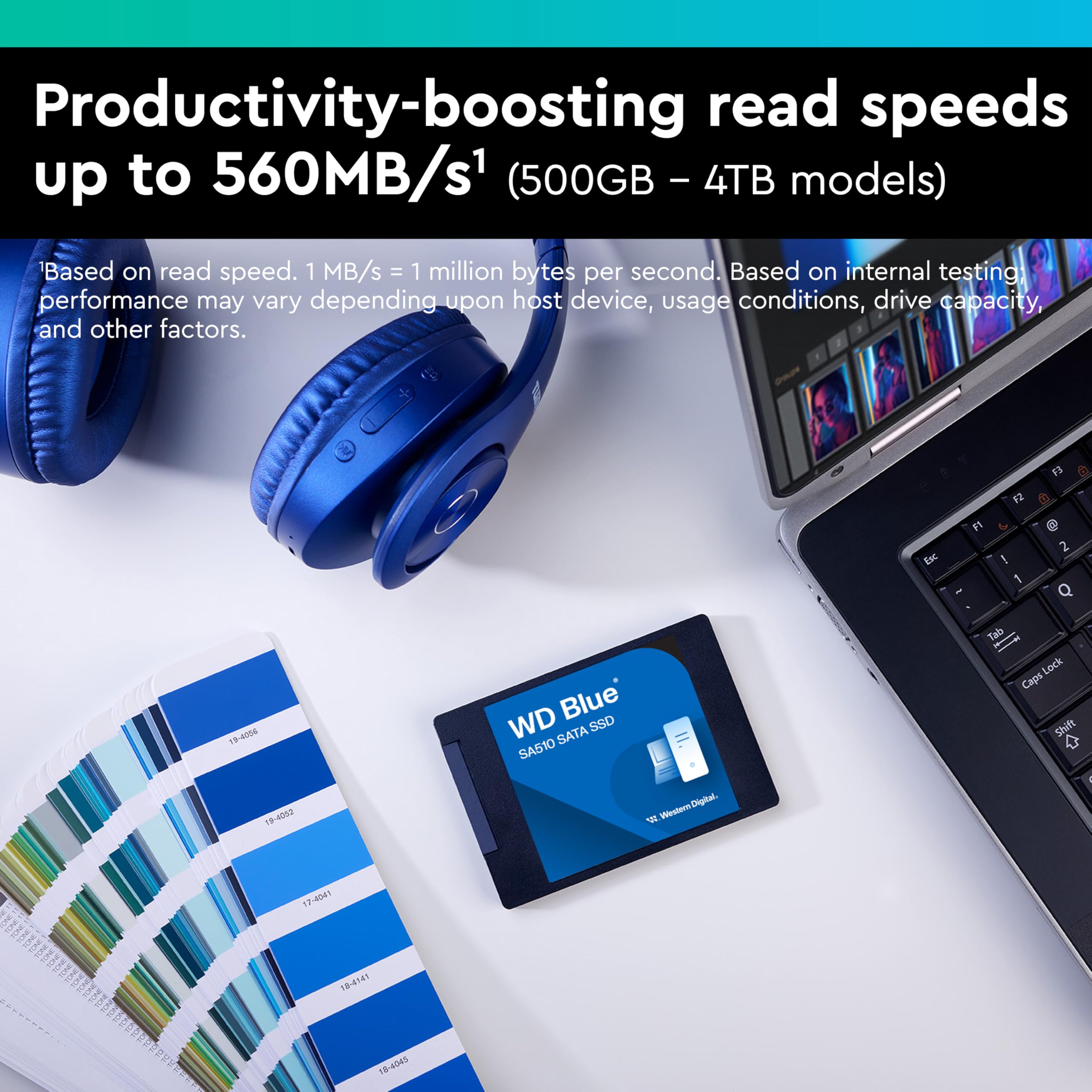 WD Blue SA510 SSD, 2TB 2.5" SATA SSD, Read speeds up to 560 MB/s, Includes Acronis True Image for WD, Disk & Cloning Migration, Backup & Recovery, Ransomware Protection Upgrade for PC/Laptop