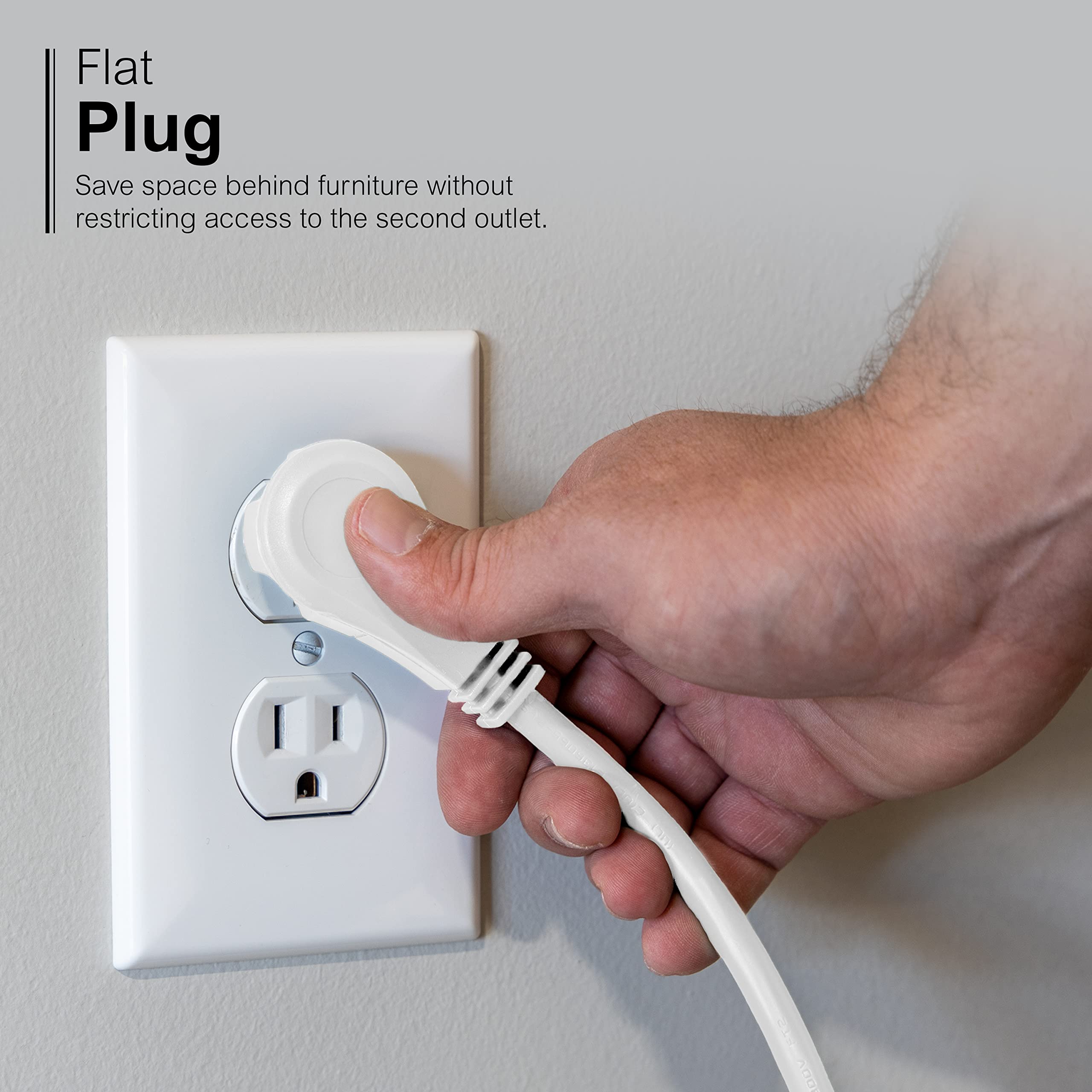 GE 3-Outlet Flat Extеnsion Cord 25 Ft Grounded Extension Cord with Multiple Outlеts 3 Prong Outlet Extender Flat Plug Power Strip Indoor Extensiоn Ϲord 16 Gauge UL Listed White 69920