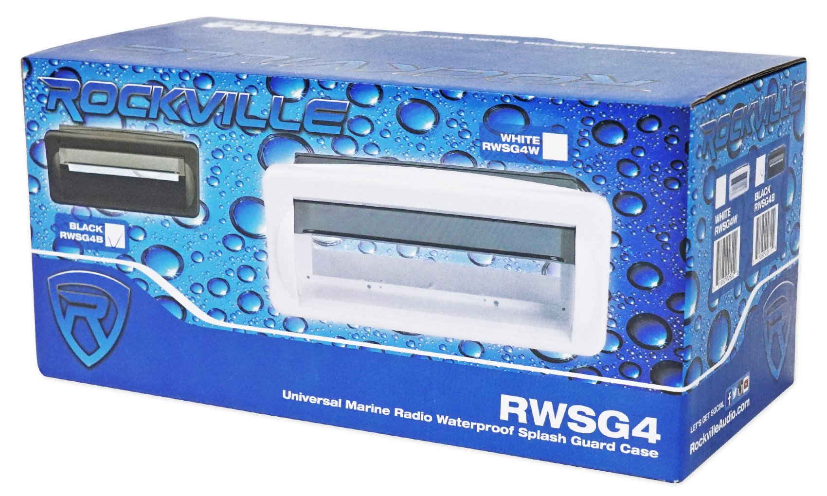 Rockville RWS4GB Universal Marine/Boat Receiver Splash Guard Housing Case Black