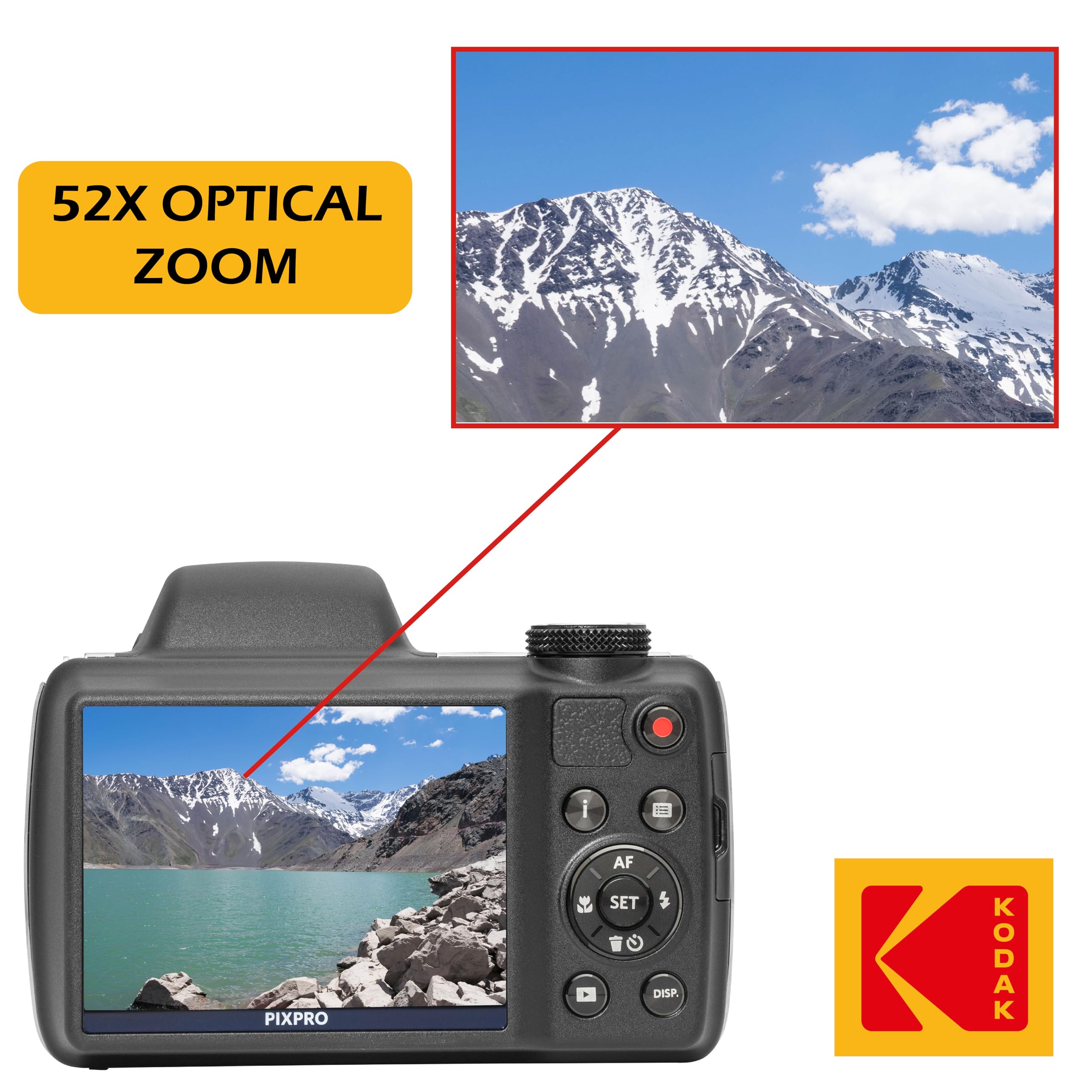 Kodak PIXPRO AZ528 16 MP Full HD Video Digital Camera (Black) with 52x Optical Zoom Bundle with Accessories Including Protective Camera Case, Battery & Charger, 32GB SD Card, Tripod and More