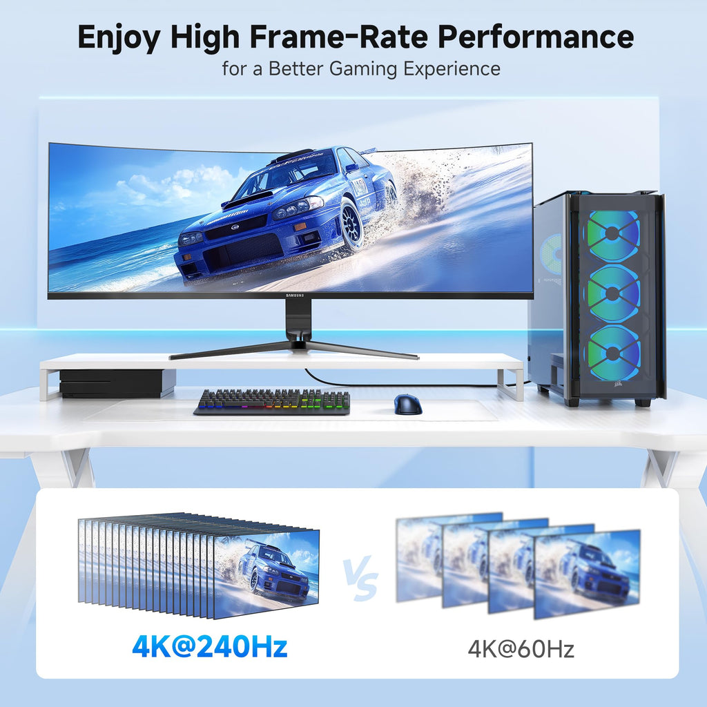 Cable Matters Active DisplayPort to DisplayPort Extension Cable - 10ft, Supports 8K 60Hz, 4K 240Hz DP Extension Cable 1.4, DP Male to Female