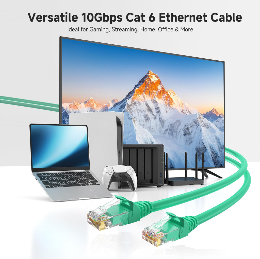Cable Matters 10Gbps Snagless Cat 6 Ethernet Cable - 7ft, Cat 6 Cable, Cat6 Cord, Ethernet Cord, Green