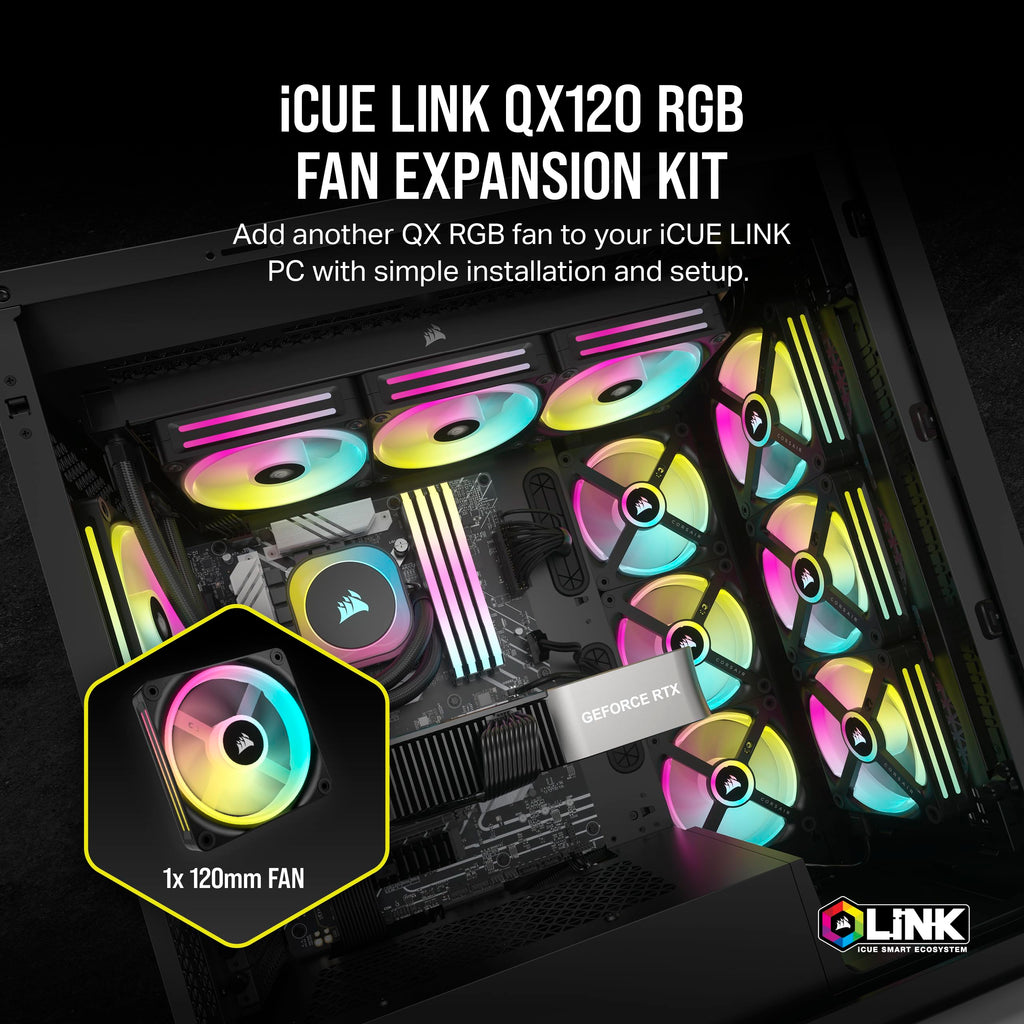 Corsair iCUE LINK QX120 RGB 120mm Magnetic Dome RGB Single Fan - Black