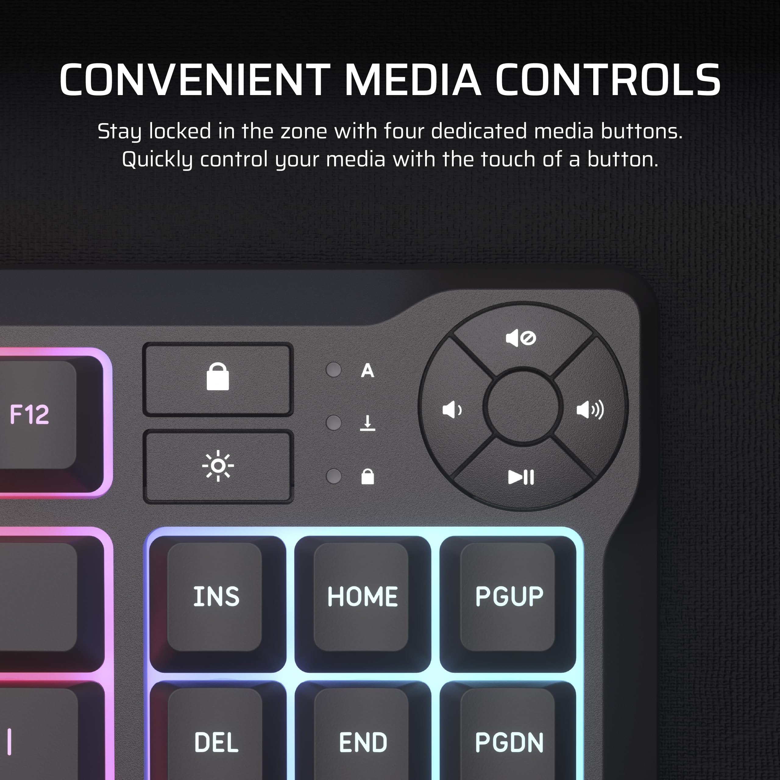 Corsair K55 CORE TKL RGB Gaming Keyboard – Tenkeyless, 8-Zone RGB, Quiet Membrane Keys, Spill Resistant, Media Keys, 1000Hz Polling – NA Layout – Black