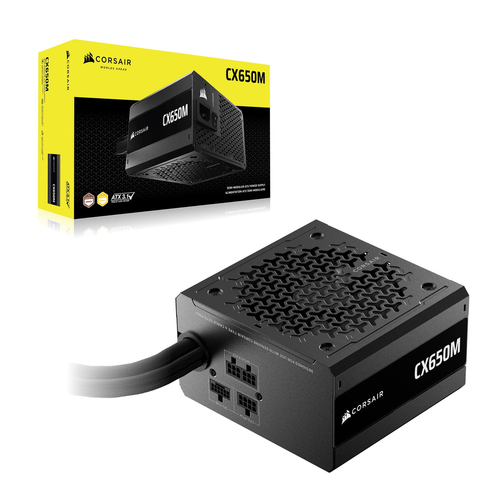 Corsair CX650M (2025) Semi Modular ATX 3.1 PCIe 5.1 Low-Noise 650W Power Supply with 12V-2x6 Cable � Cybenetics Bronze Efficiency, LLC Topology, 105�C Capacitors � Black