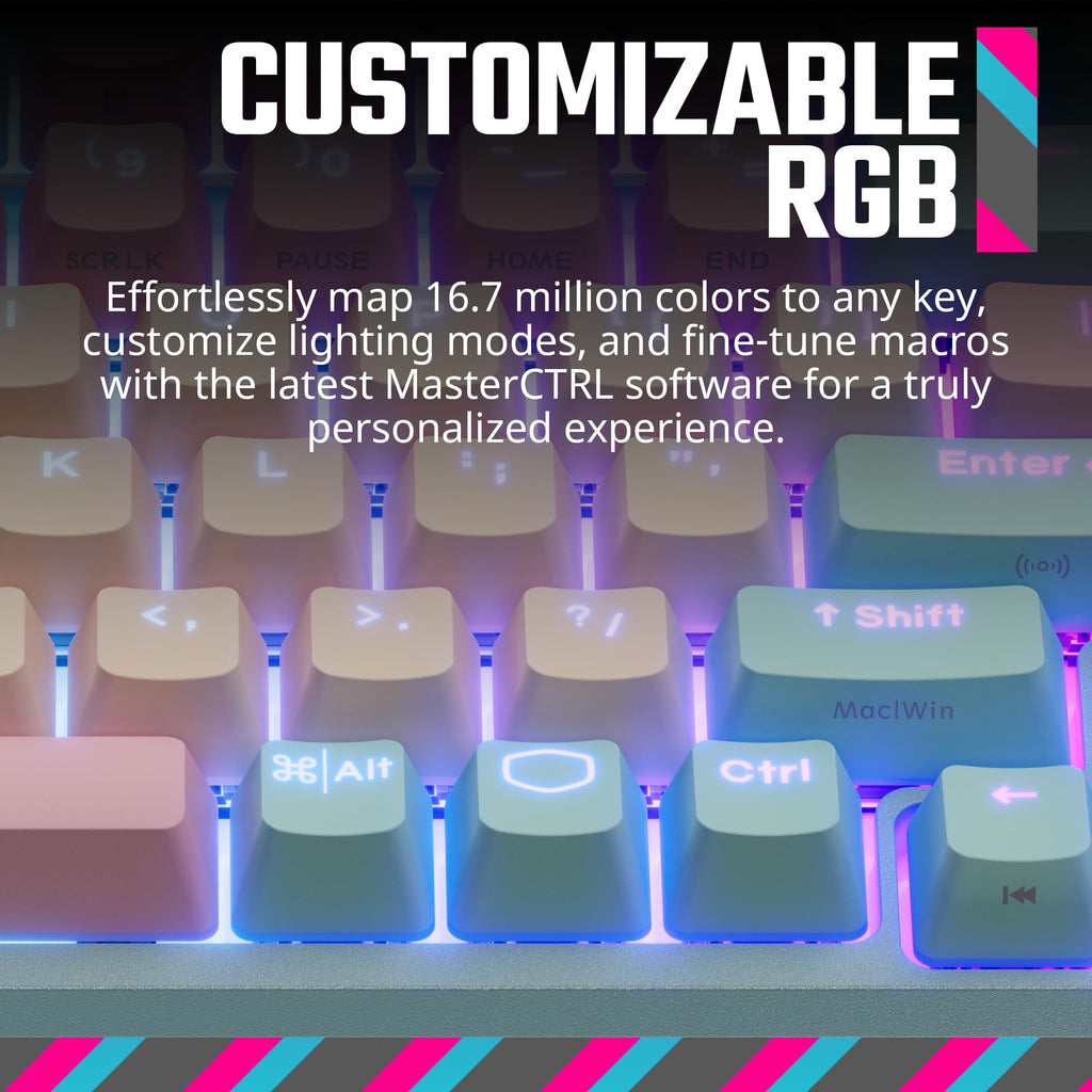 Cooler Master MK770 Macaron Teclado mec�nico inal�mbrico RGB para Juegos, Kailh Box V2 interruptores Blancos, Estructura de Junta, Intercambiable en Caliente, Bluetooth|2.4GHz, Esfera t�ctil de 3