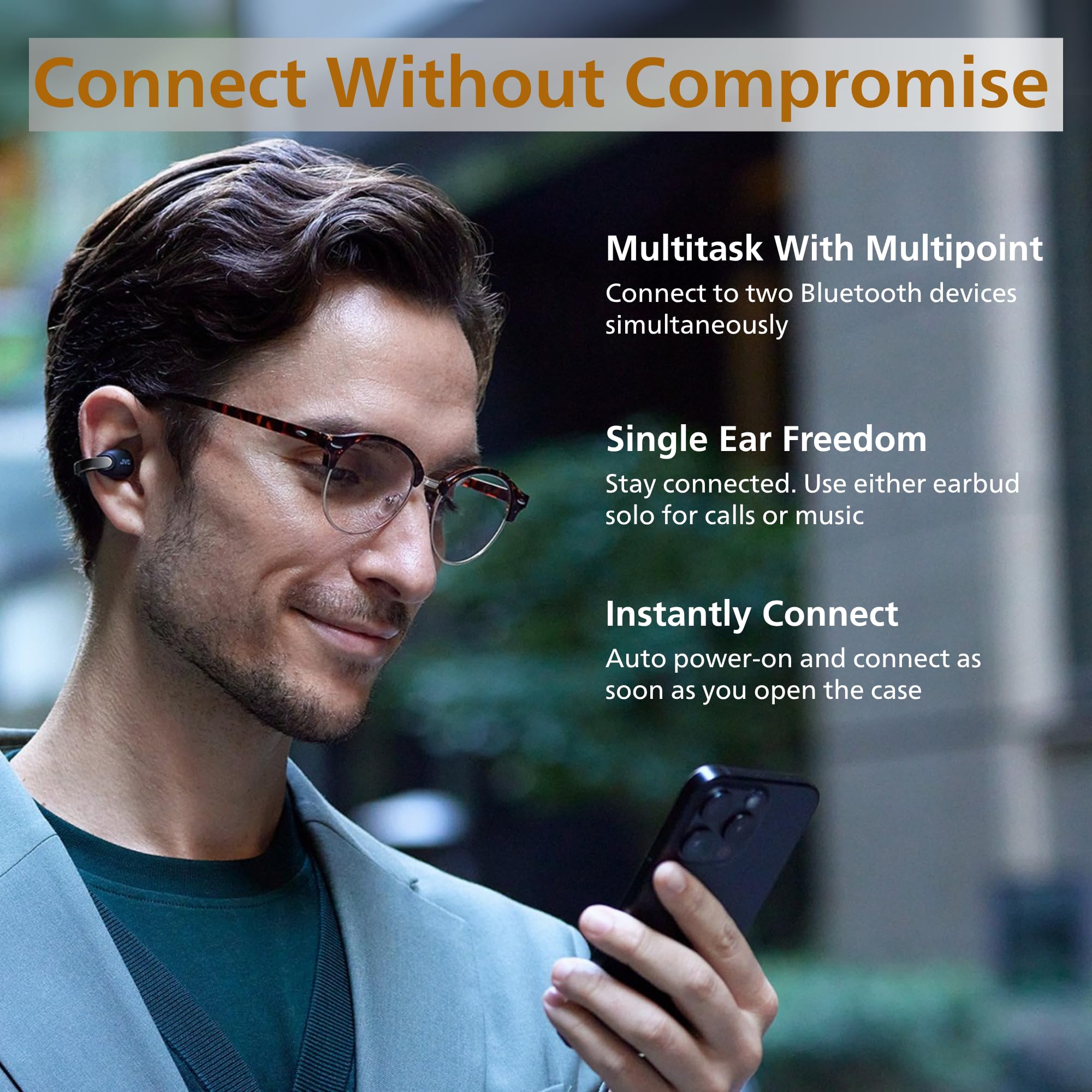 JVC Nearphones Open Ear True Wireless Headphones - Open Ear Earbuds - Bluetooth 5.3-24H Playback - IPX4 Water Resistant - Built-in Mic - Awareness & Comfort - Ear Clip Earbuds - HANP1T
