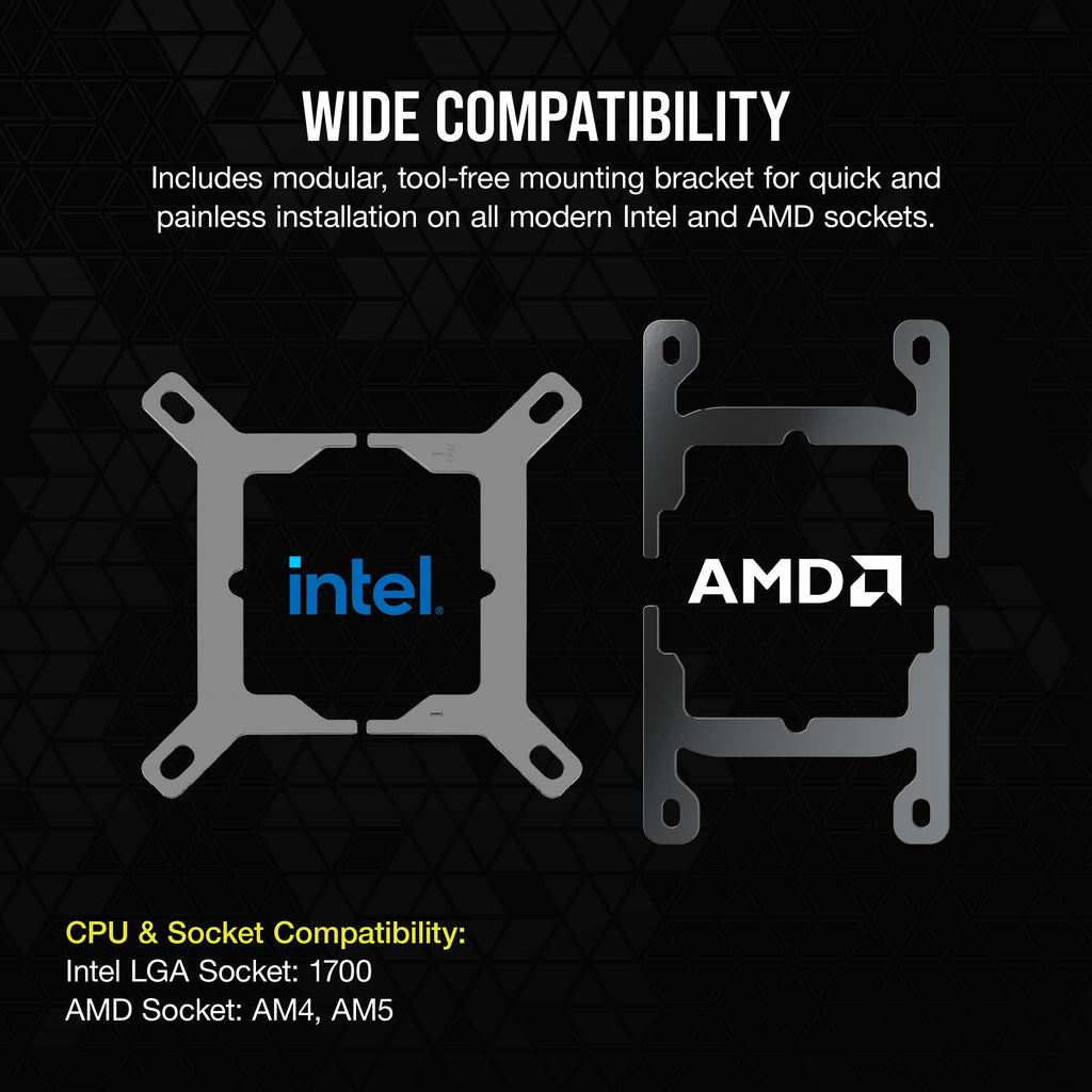 Corsair XC7 RGB ELITE LCD CPU Water Block - 480x480 IPS LCD Screen - 31 RGB LEDs - USB-C - Fits Intel® LGA 1700, AMD® AM5 and older - Stealth Grey