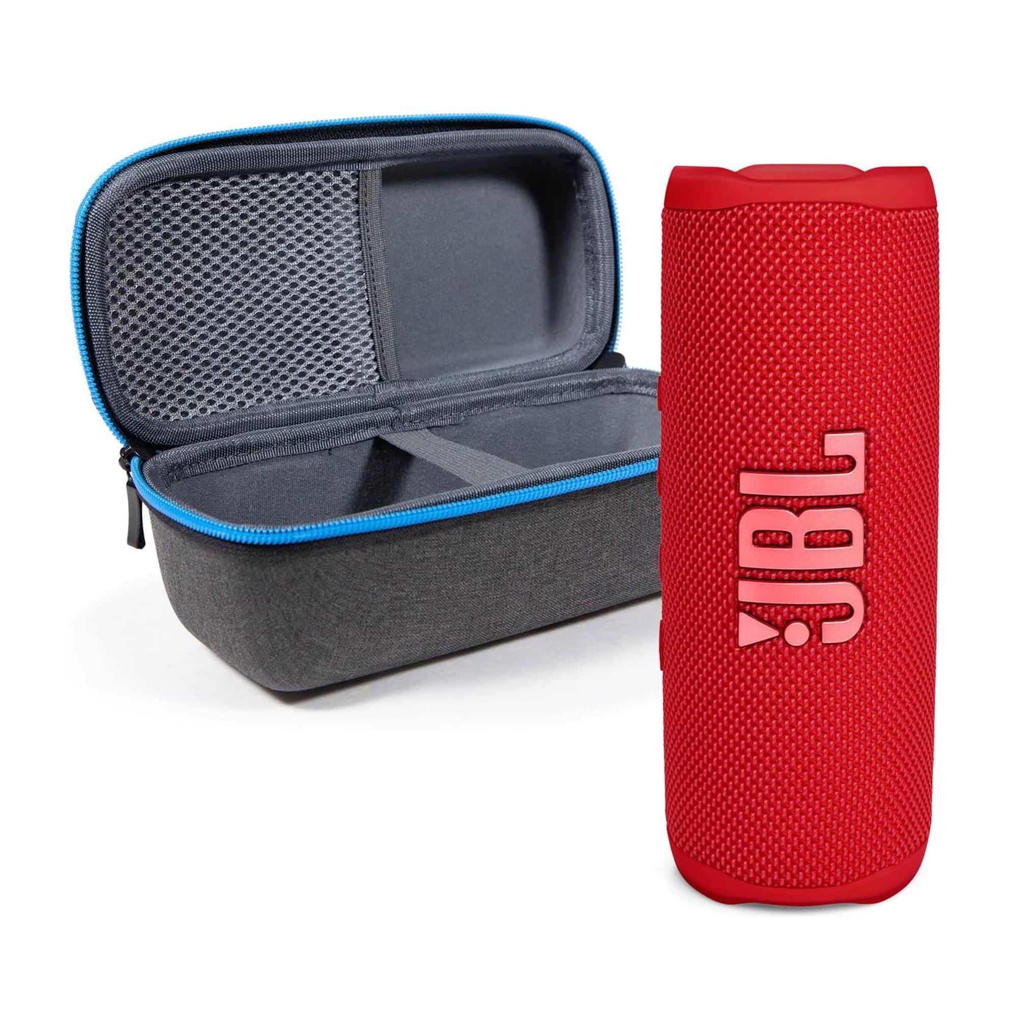 JBL Flip 6 Waterproof Portable Wireless Bluetooth Speaker Bundle with divvi! Premium Hardshell Case - Red