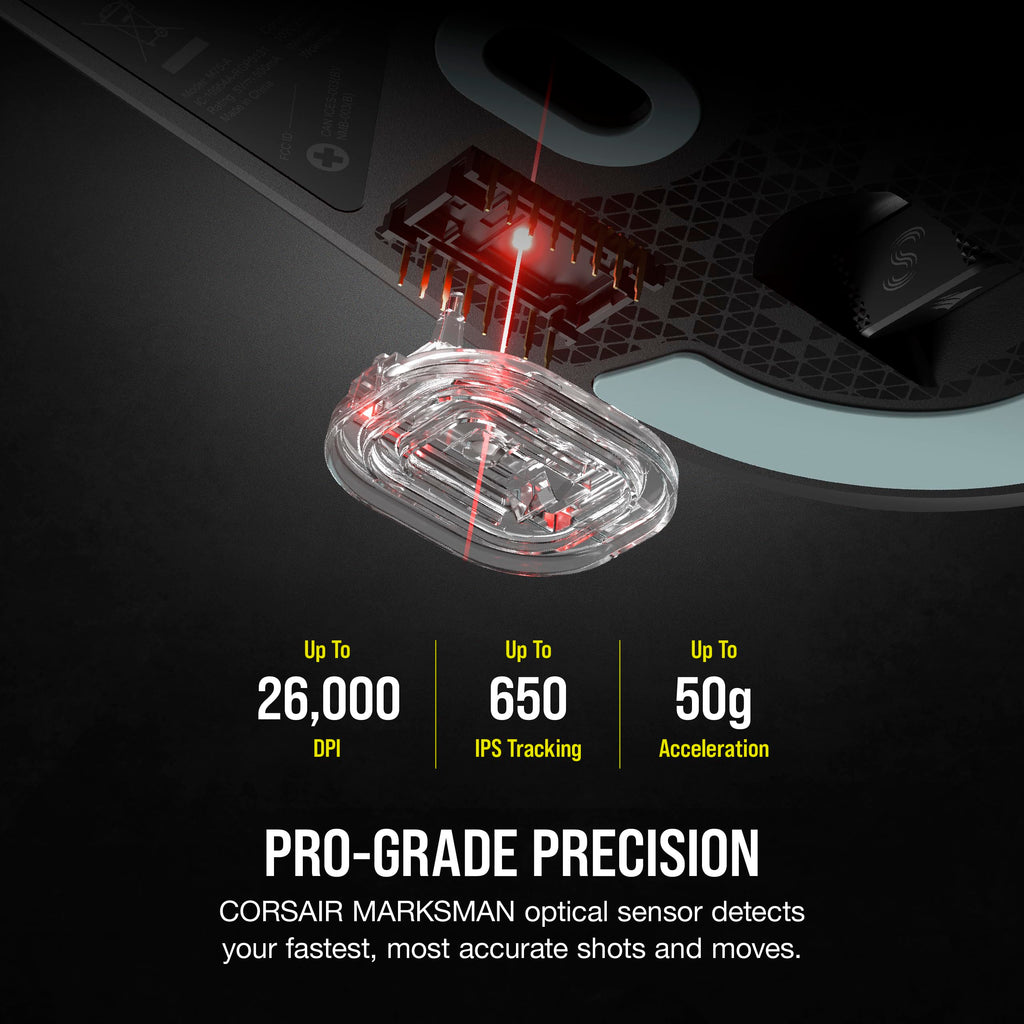 Corsair M75 AIR Wireless Ultra Lightweight Gaming Mouse � 2.4GHz & Bluetooth � 26,000 DPI � Up to 100hrs Battery � iCUE Compatible � Black