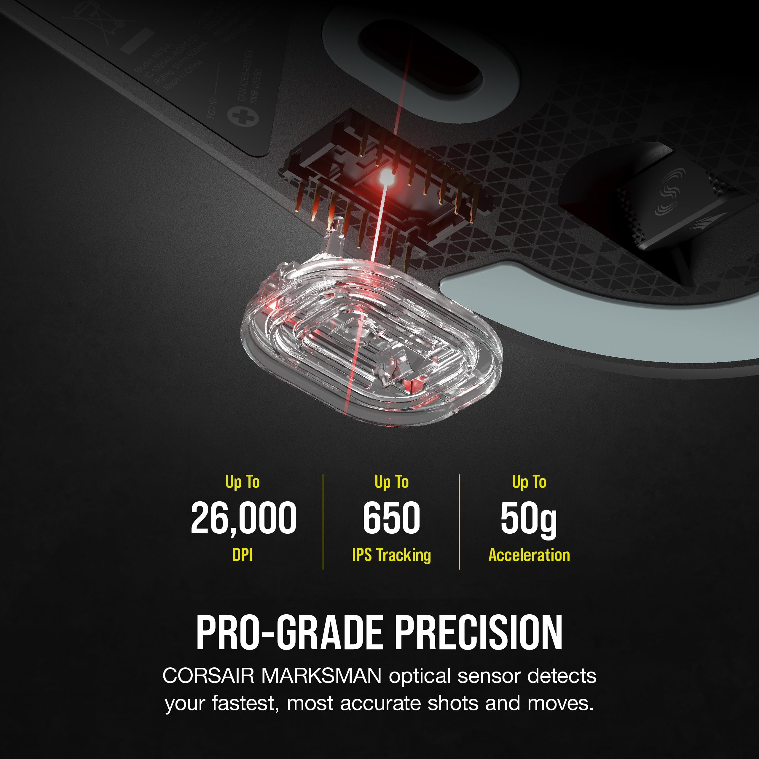 Corsair M75 AIR Wireless Ultra Lightweight Gaming Mouse � 2.4GHz & Bluetooth � 26,000 DPI � Up to 100hrs Battery � iCUE Compatible � Black