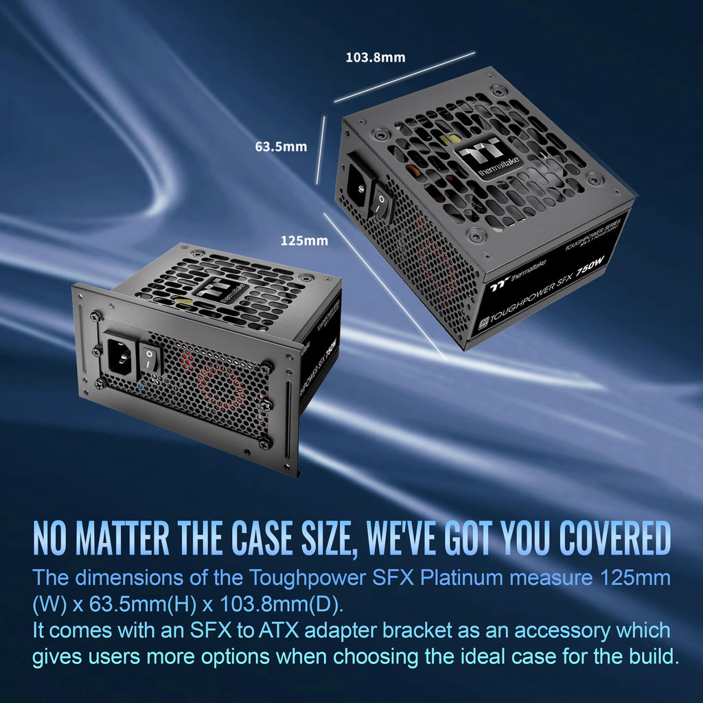 Thermaltake Toughpower SFX PS-STP-0750FNFAPU-1 Standard 80Plus Platinum ATX 3.1 750W Power Supply 300W Connector 12V-2x6 Fully Modular 90mm FDB Fan