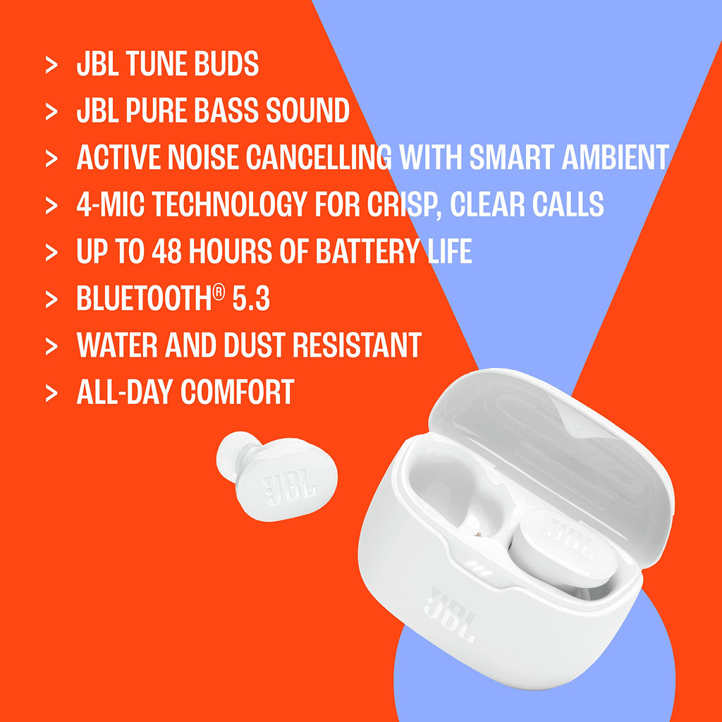 JBL Tune Buds JBLTBUDSBLUAM Small Wireless Noise Cancelling Earphones - Blue
