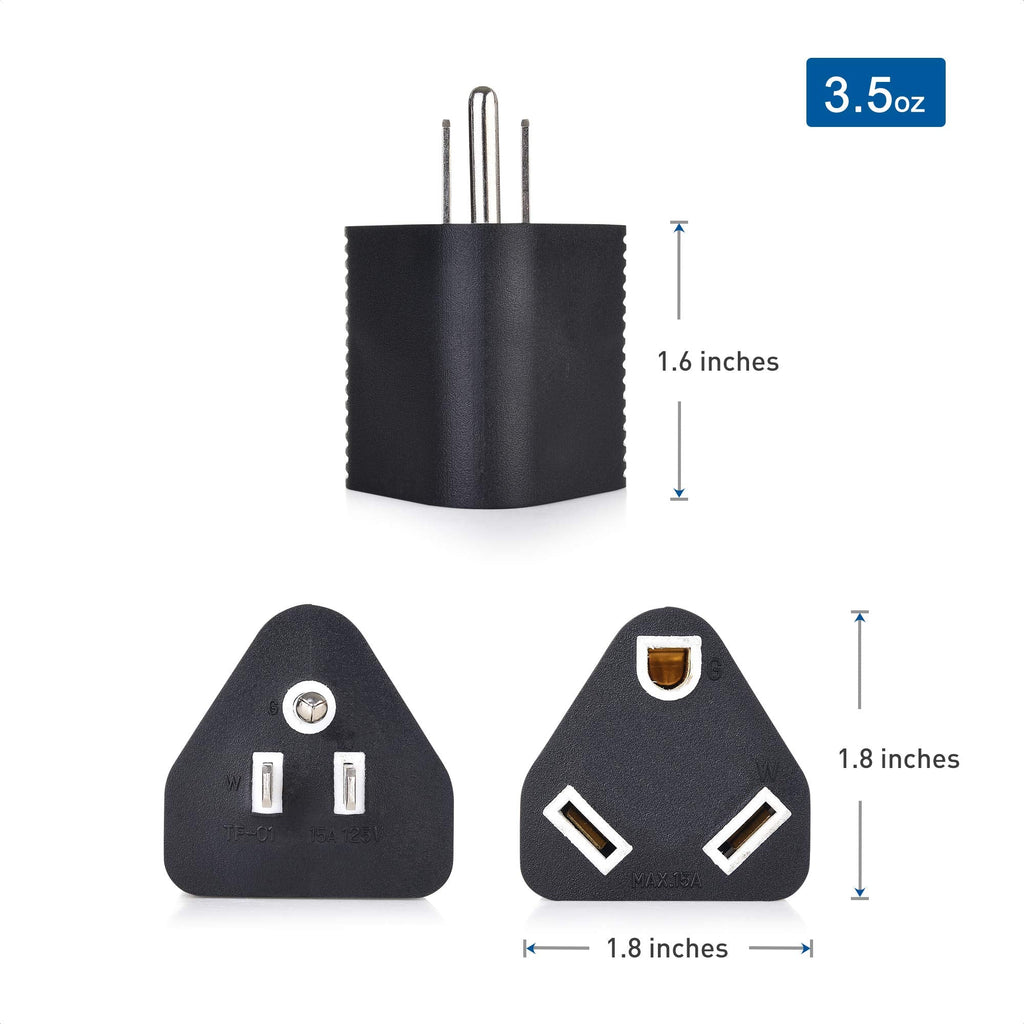 Cable Matters 2-Pack 15 Amp to 3 Prong 30 Amp RV Adapter, 15 AMP RV Plug (NEMA 5-15P to TT-30R)