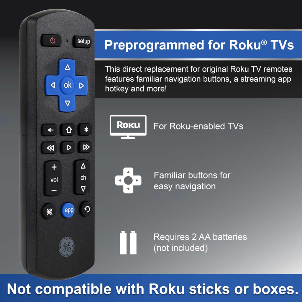 GE Roku TV Remote Replacement Only for ROKU TV and TCL/ONN/Hisense/Sharp/Element/Westinghouse/Philips Replacement Remote 66814