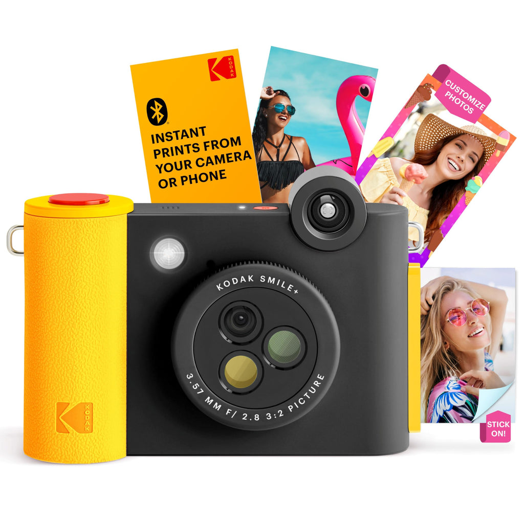 KODAK Smile+ 2-in-1 Digital Instant Camera & Wireless Bluetooth Photo Printer, 10MP, Special-Effect Rotating Lens, Zink 2x3" (5.1x7.5 cm) Sticky-Back Photos, Print via App from Smart Devices, Black