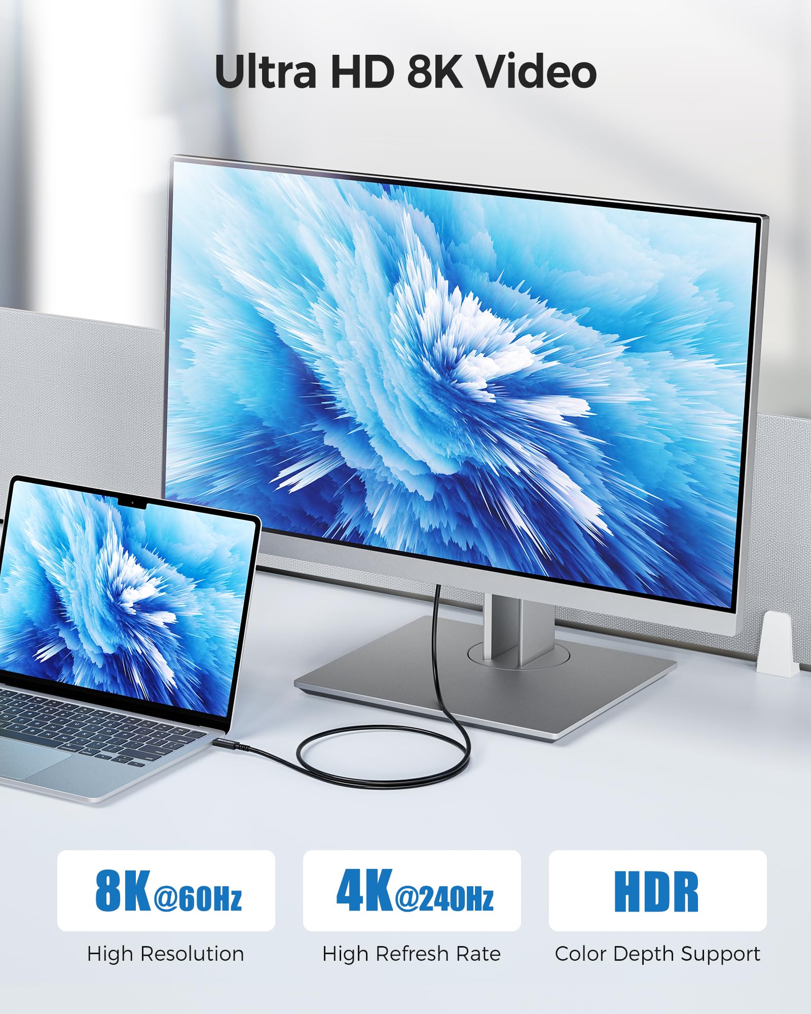 Cable Matters [Intel Certified] Braided 40Gbps Active Thunderbolt 4 Cable 6.6 ft with 100W Charging Power Delivery and 8K Video - Fully Compatible with Thunderbolt 3, USB 4 / USB4, and USB C Port