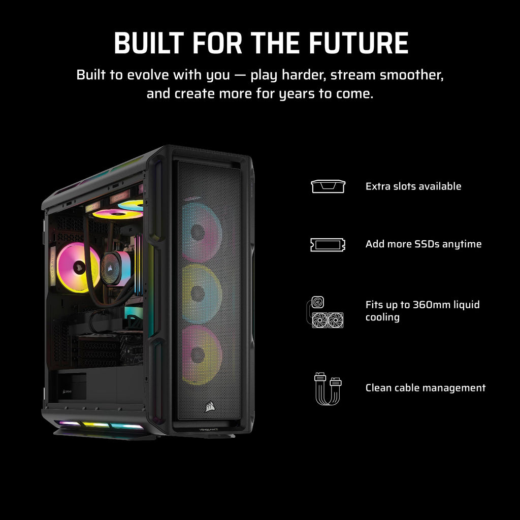Corsair Vengeance i8200 Gaming PC – Liquid Cooled Intel® Core™ i9 14900KF CPU – NVIDIA GeForce RTX 5080 GPU – 64GB Dominator Titanium RGB DDR5 Memory – 2TB+2TB M.2 SSD – Black