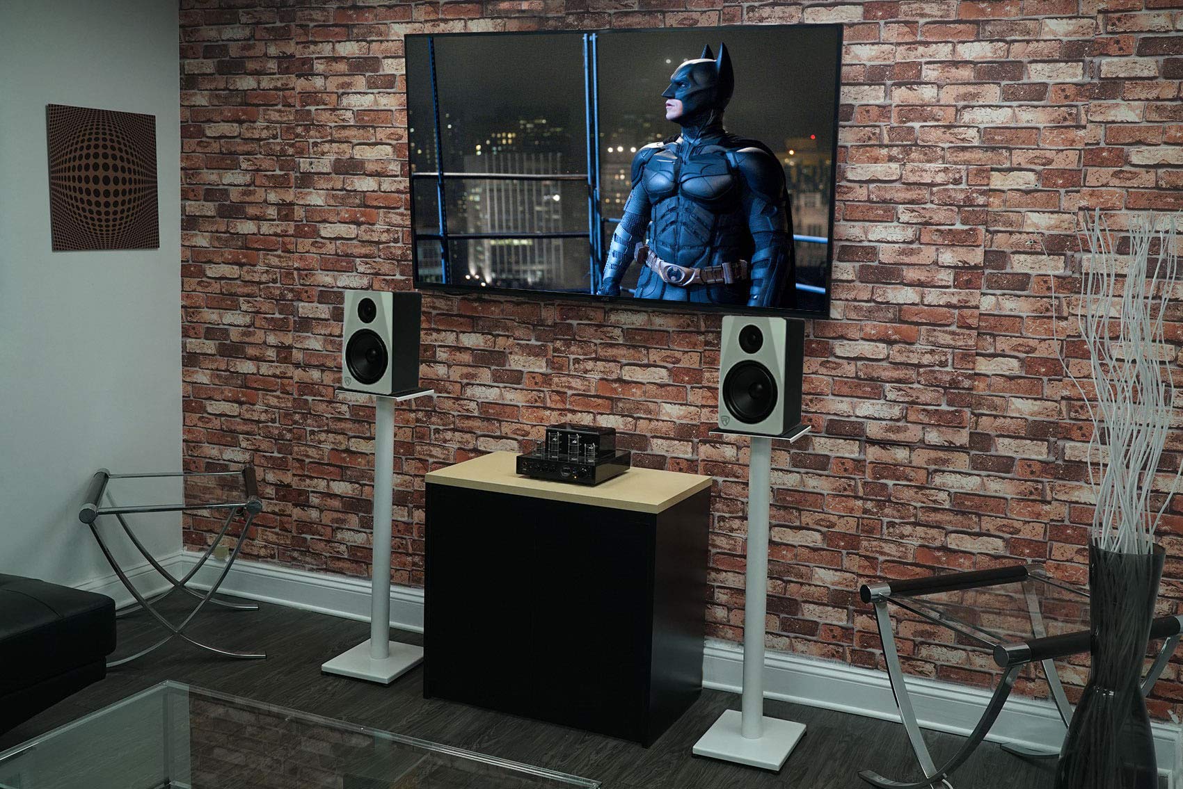 Rockville Pair RS37W V2 37" Steel Bookshelf Speaker/Studio Monitor Stands, 60 lbs Capacity, Cable Management, Anti-Vibration Pads, Adjustable Feet, for Home Audio and Studio Monitoring