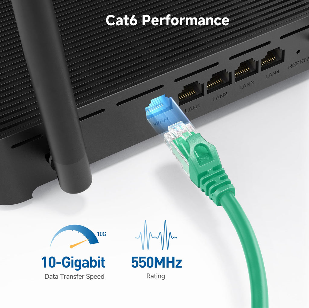 Cable Matters 10Gbps Snagless Cat 6 Ethernet Cable - 7ft, Cat 6 Cable, Cat6 Cord, Ethernet Cord, Green