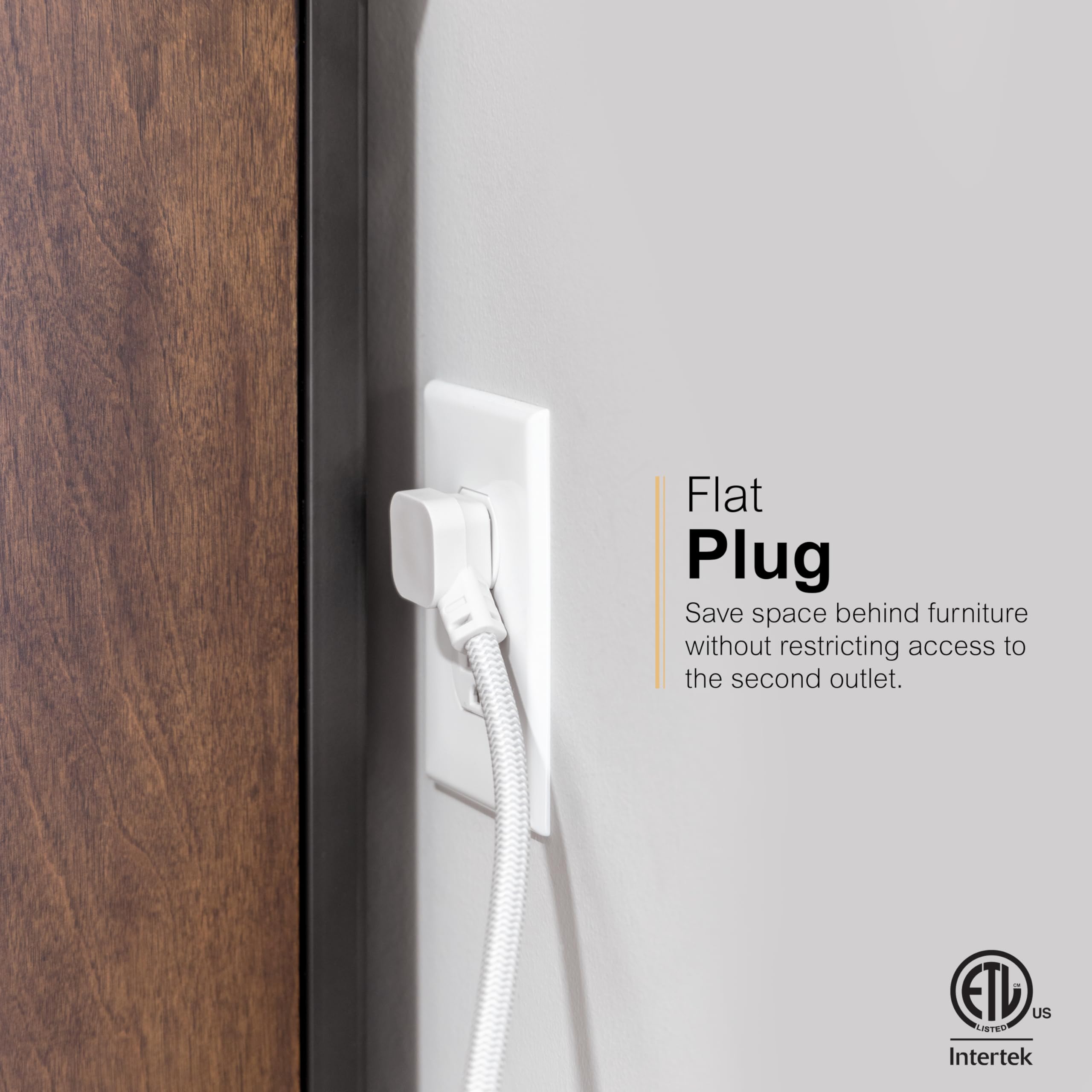 GE UltraPro 4 Outlet Surge Protector, USB-C Charging, 3 ft Designer Braided Cord, 1060 Joules, Compatible w/ iPhone 12/11/Pro/Max/Xs/XR/X/8, Samsung Galaxy S21/S10/S9/Plus, Google Pixel, White, 41354